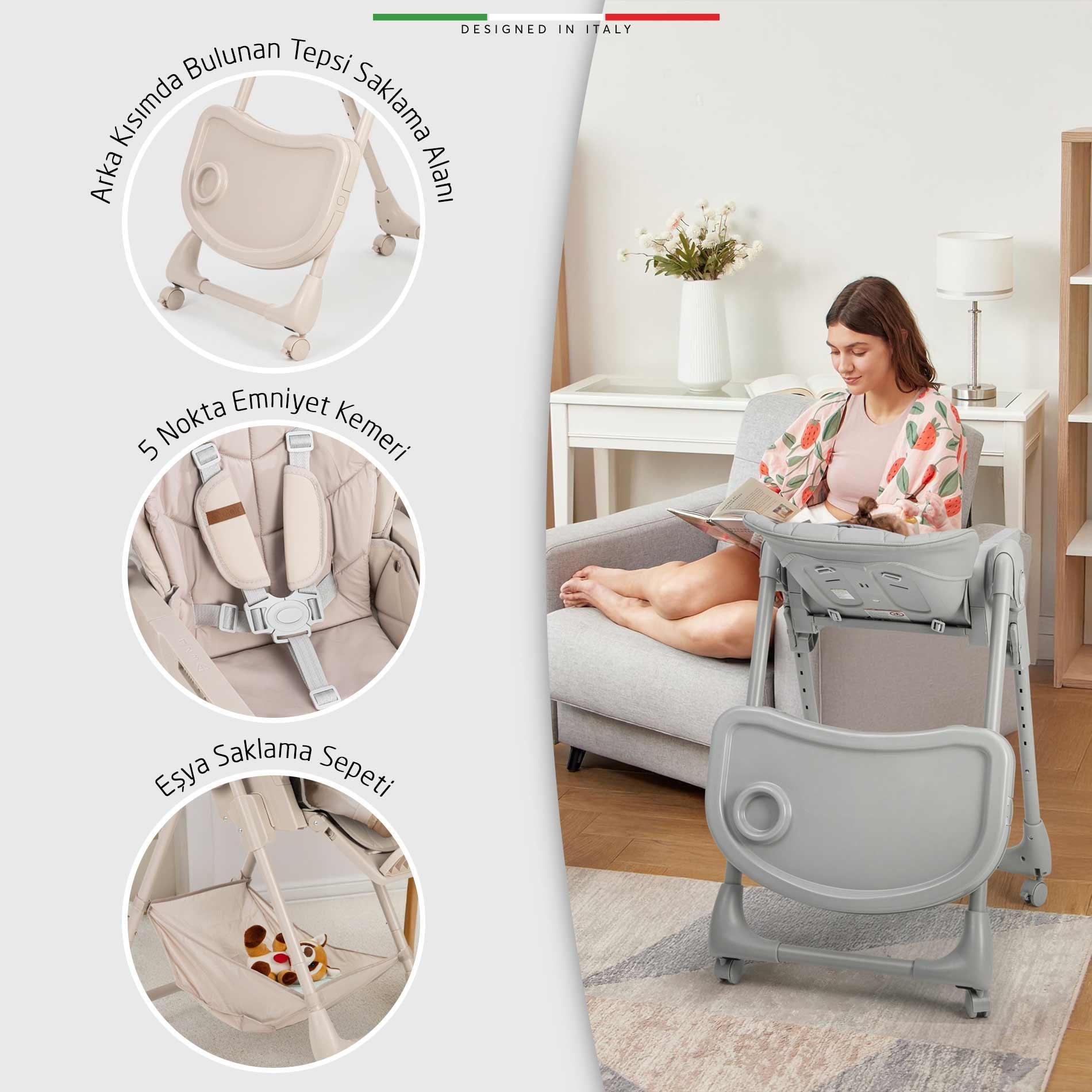 Elele Cibo 2in1 Katlanabilir Bebek Mama Sandalyesi Çift Pedli 0+ Ay Yeşil