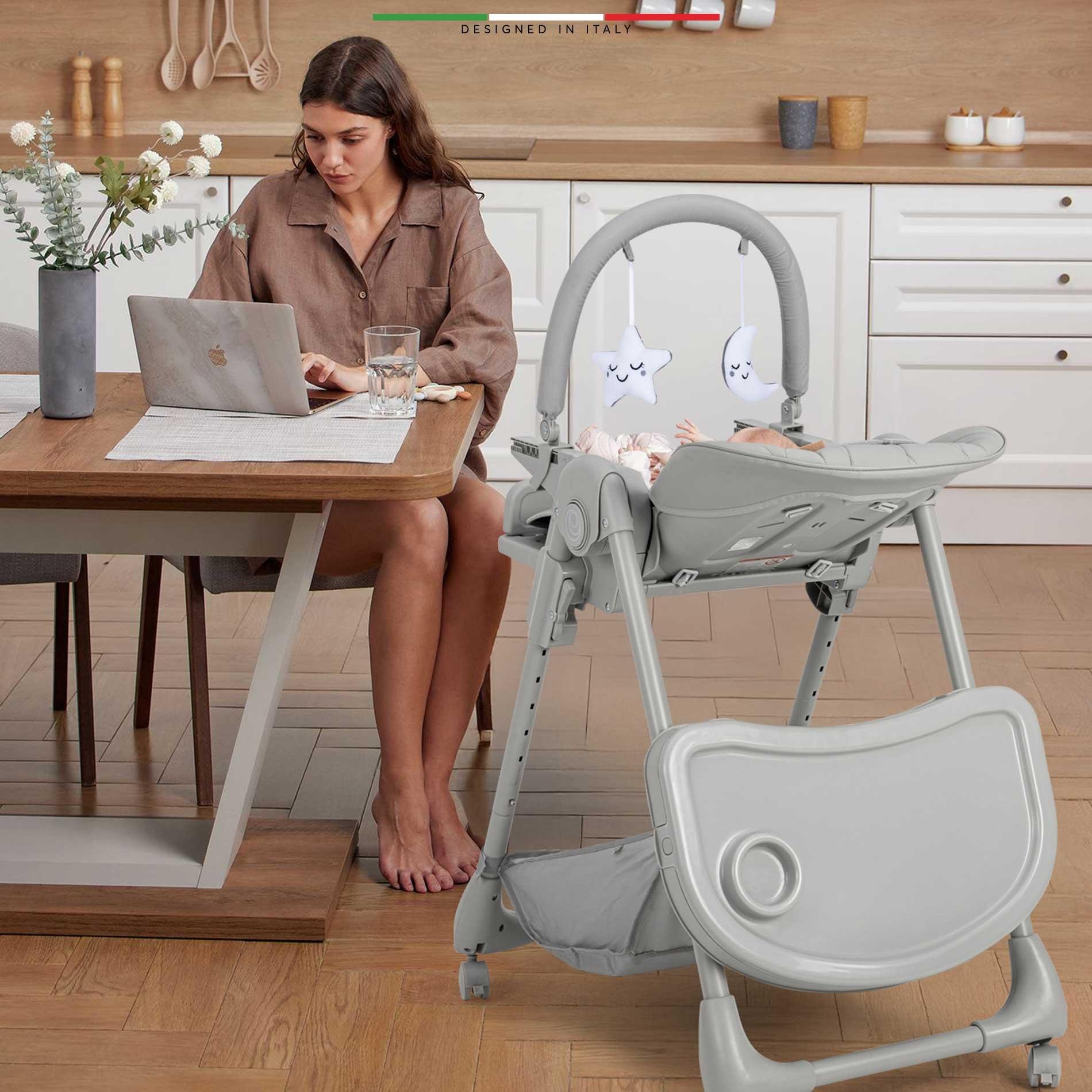 Elele Cibo 2in1 Katlanabilir Bebek Mama Sandalyesi Çift Pedli 0+ Ay Gri