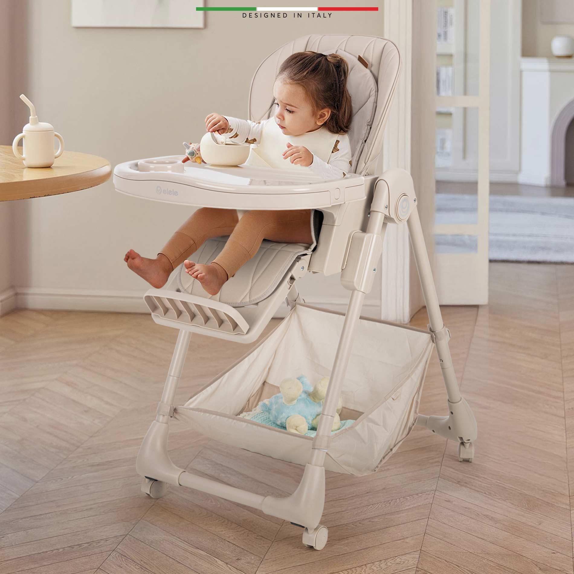 Elele Cibo 2in1 Katlanabilir Bebek Mama Sandalyesi Çift Pedli 0+ Ay Bej