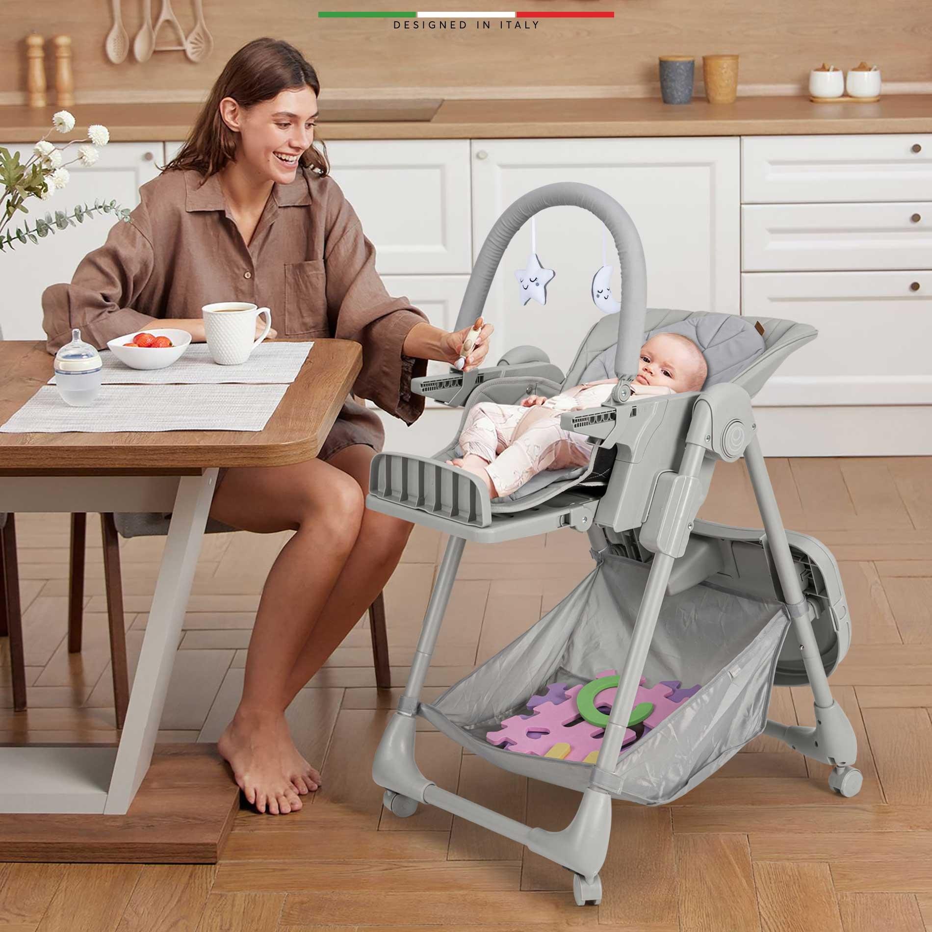 Elele Cibo 2in1 Katlanabilir Bebek Mama Sandalyesi Çift Pedli 0+ Ay Gri