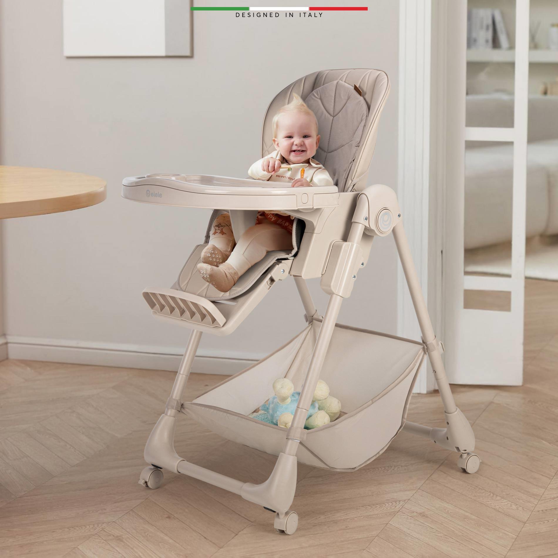 Elele Cibo 2in1 Katlanabilir Bebek Mama Sandalyesi Çift Pedli 0+ Ay Bej