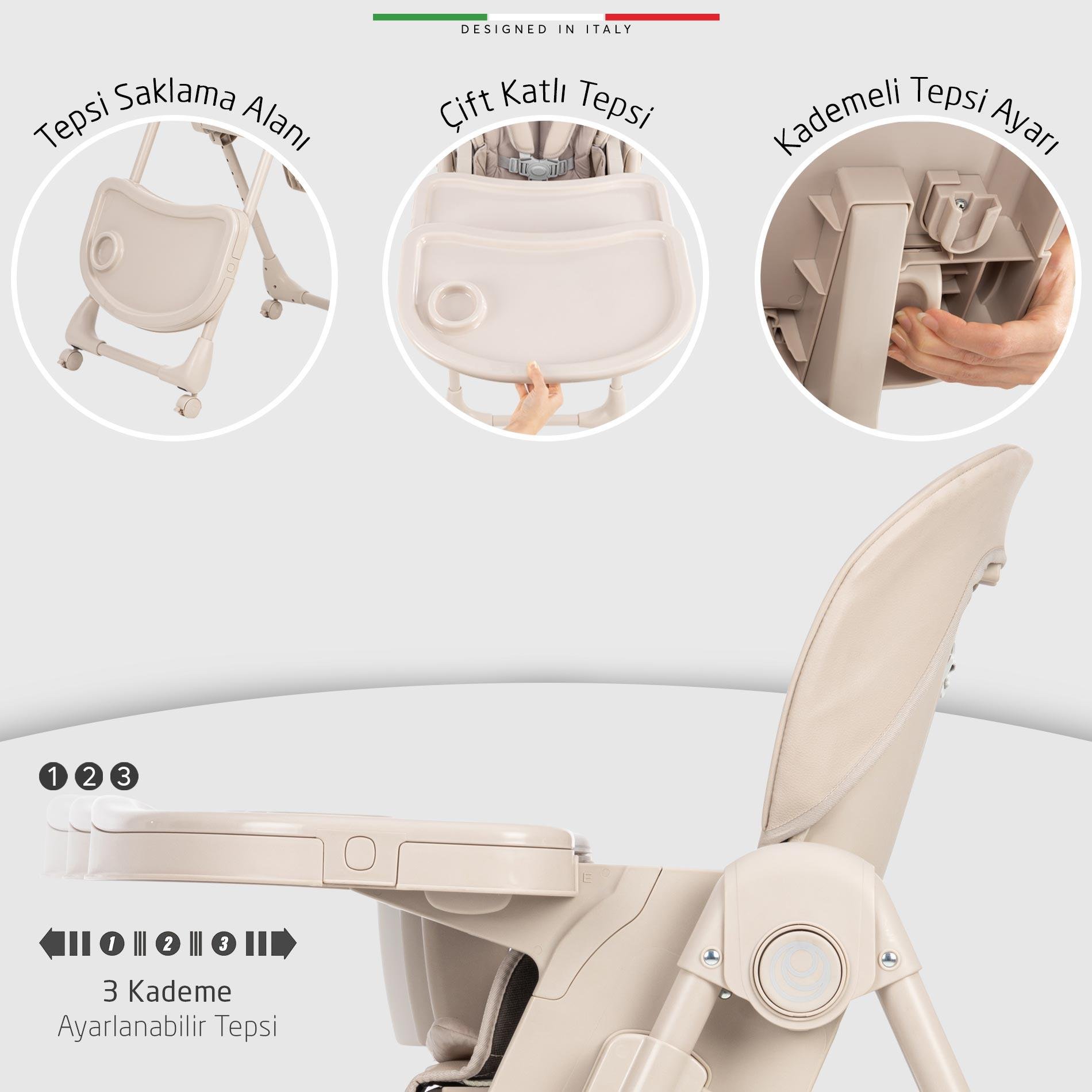 Elele Cibo 2in1 Katlanabilir Bebek Mama Sandalyesi Çift Pedli 0+ Ay Yeşil