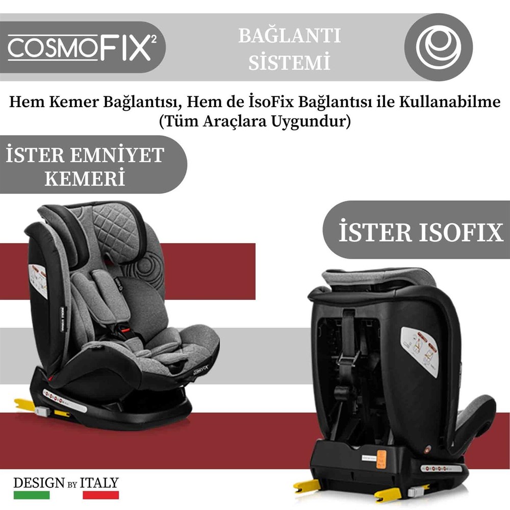 Elele CosmoFix 2 İsofixli 9-36 KG Oto Koltuğu Siyah-Gri