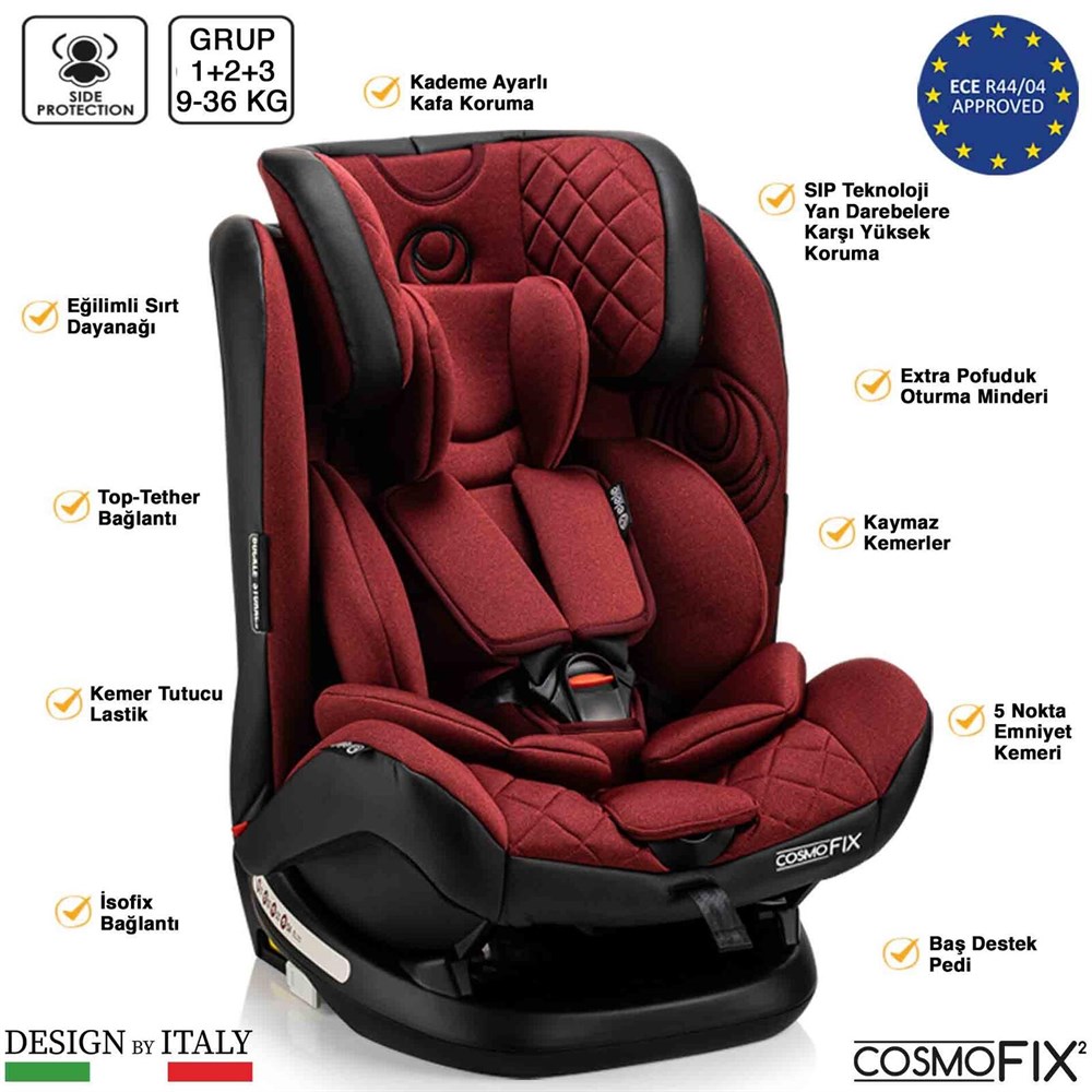 Elele CosmoFix 2 İsofixli 9-36 KG Oto Koltuğu Siyah-Gri