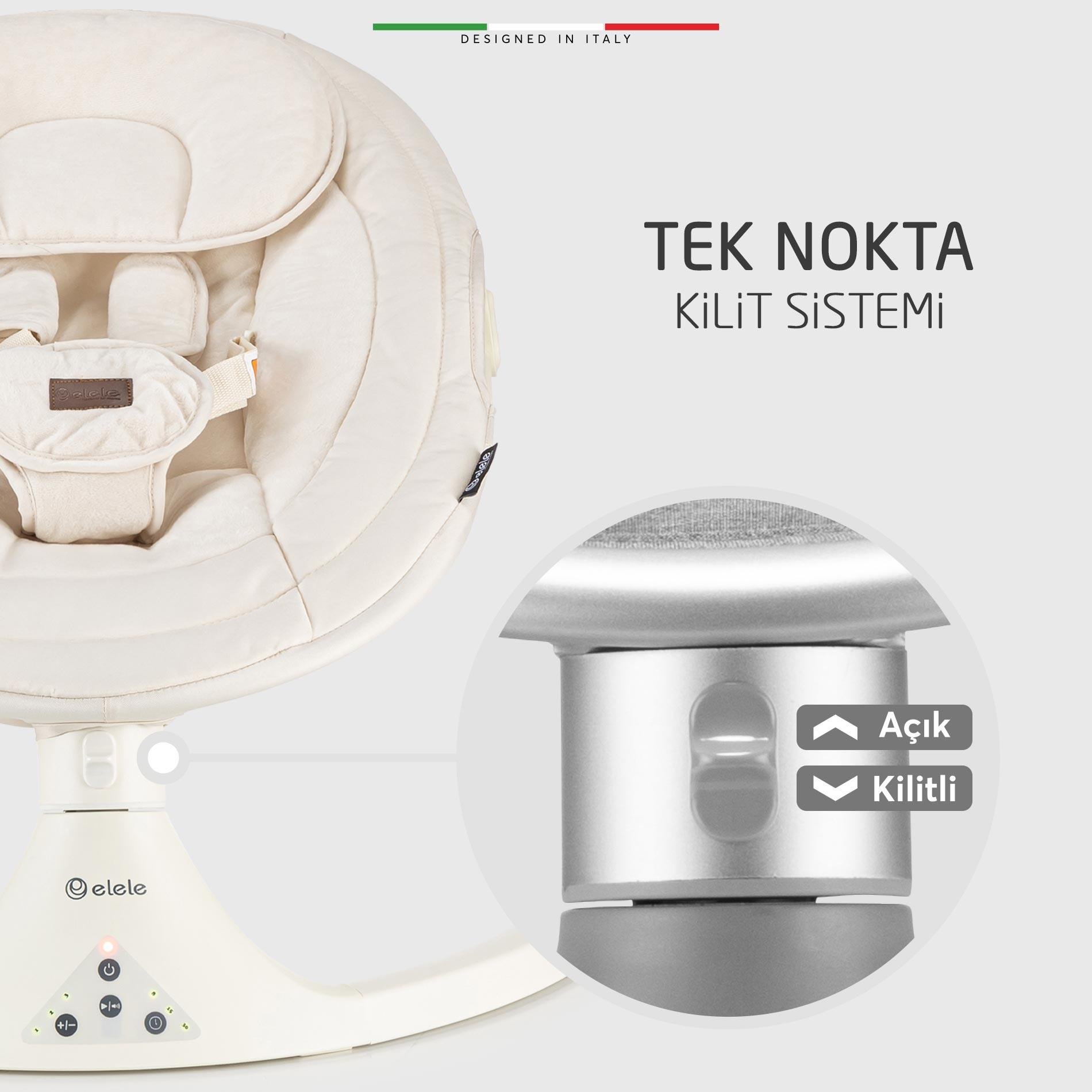 Elele Dormire 2 Elektrikli Otomatik Sallanan Kademeli Ana Kucağı Bej