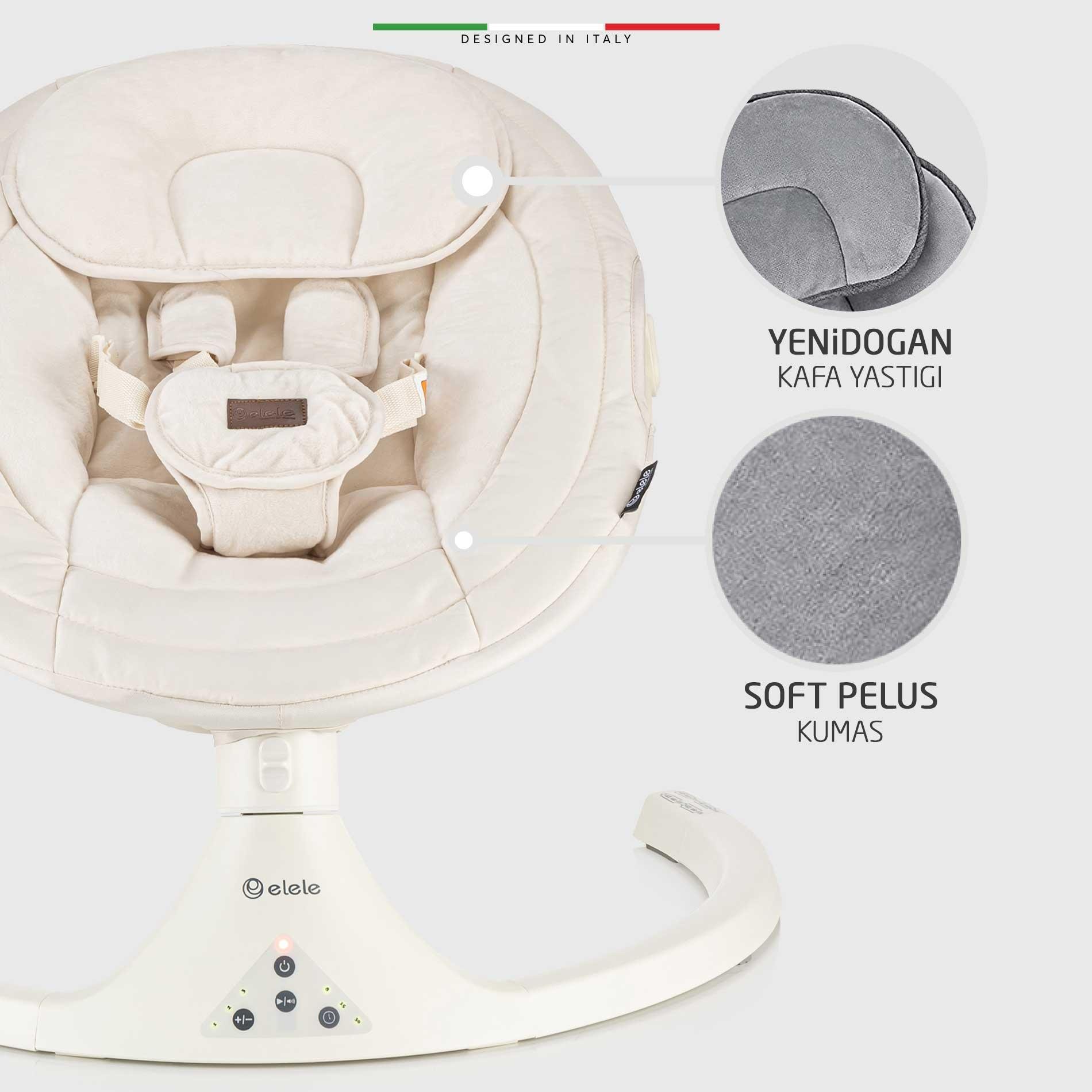 Elele Dormire 2 Elektrikli Otomatik Sallanan Kademeli Ana Kucağı Bej