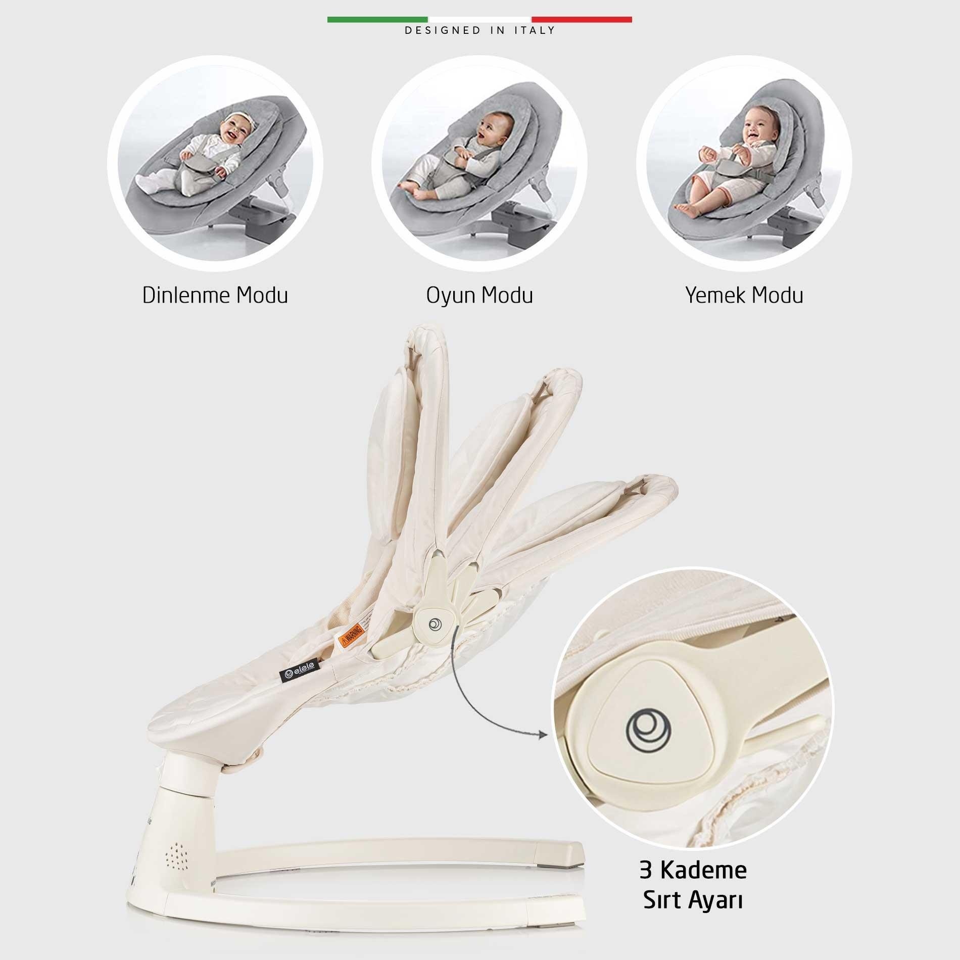 Elele Dormire 2 Elektrikli Otomatik Sallanan Kademeli Ana Kucağı Bej