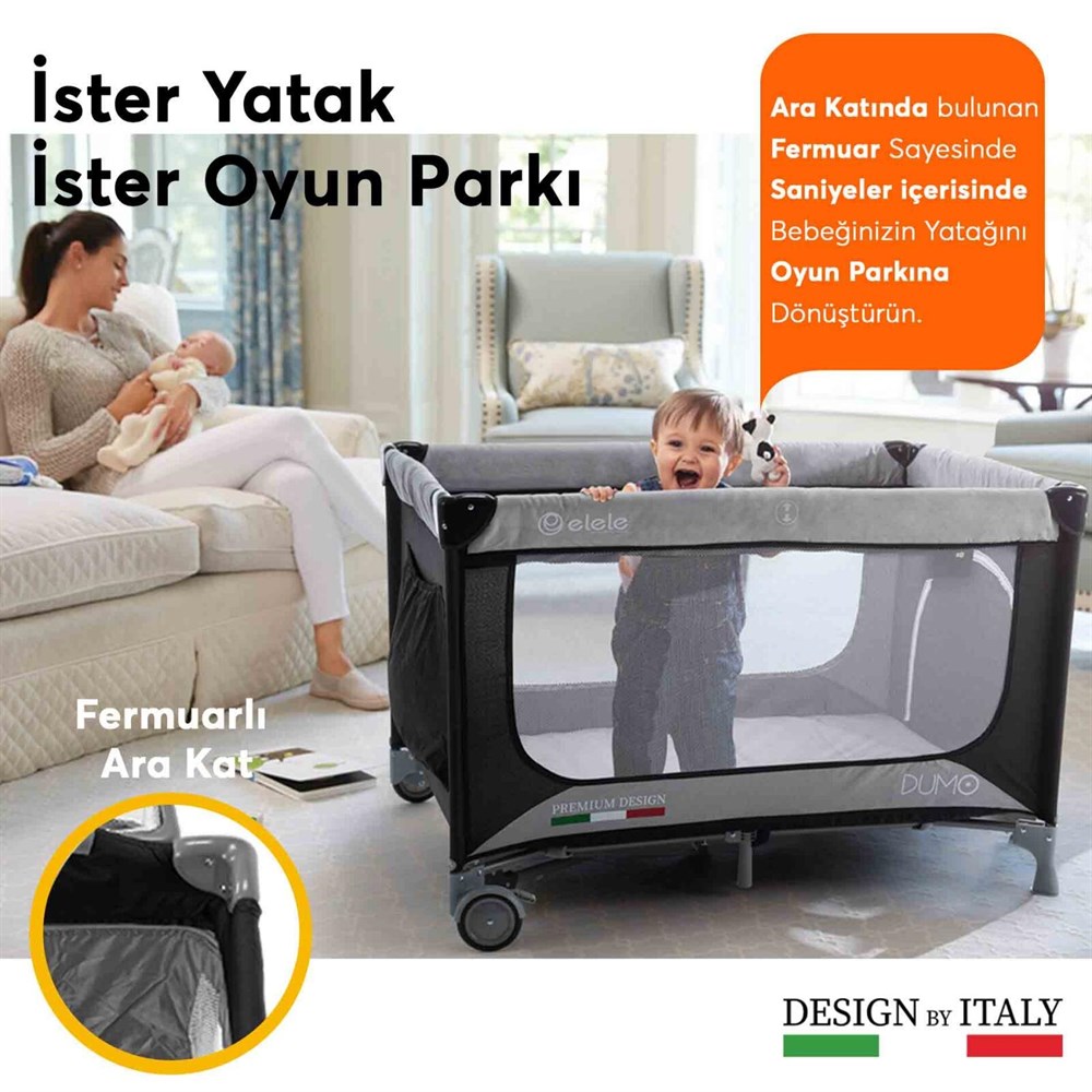 Elele Dumo Oyun Parkı Park Yatak 60x120 cm Kahverengi