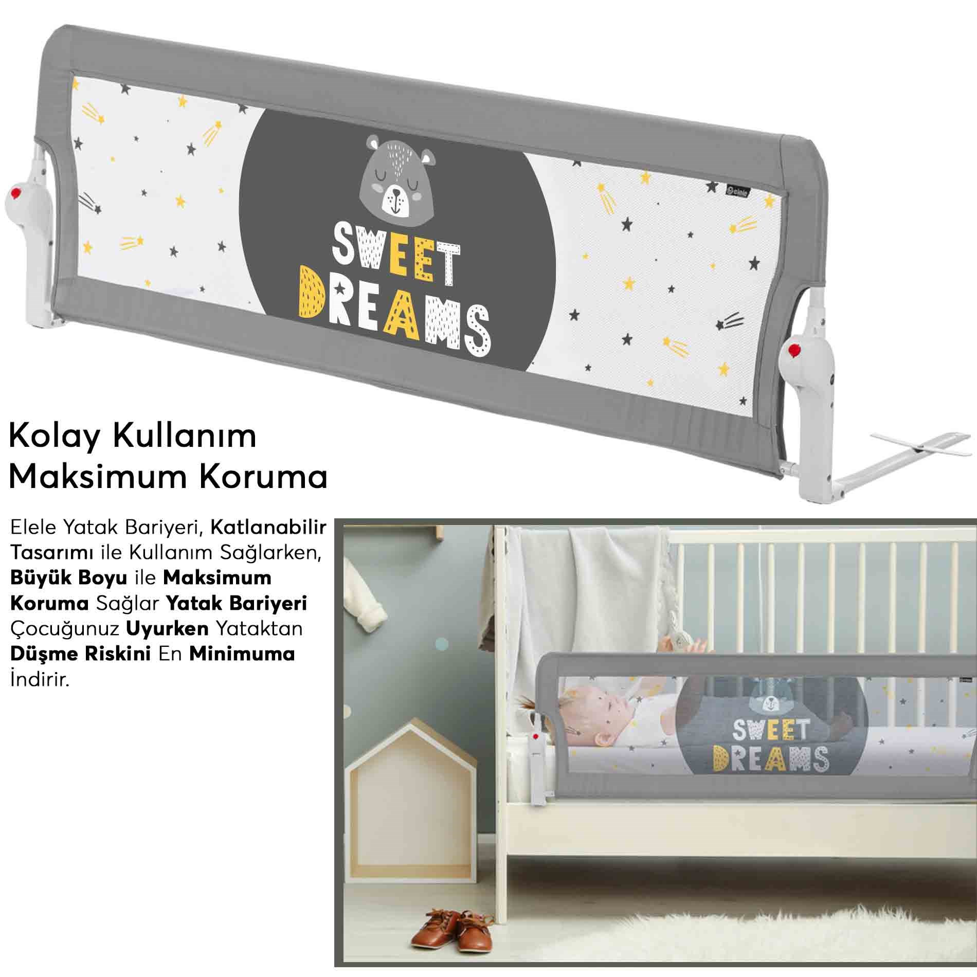 Elele Ekstra Geniş Katlanabilir Yatak Bariyeri 150cm Sweet Dreams