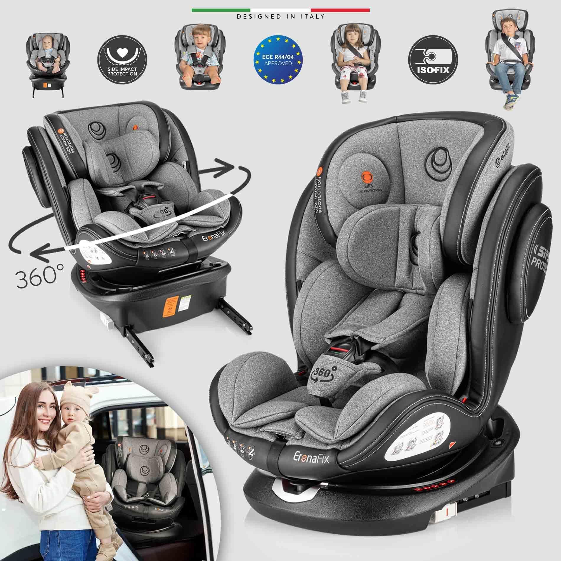 Elele EronaFix 360° Dönebilen İsofixli Oto Koltuğu 0-36 KG Gri