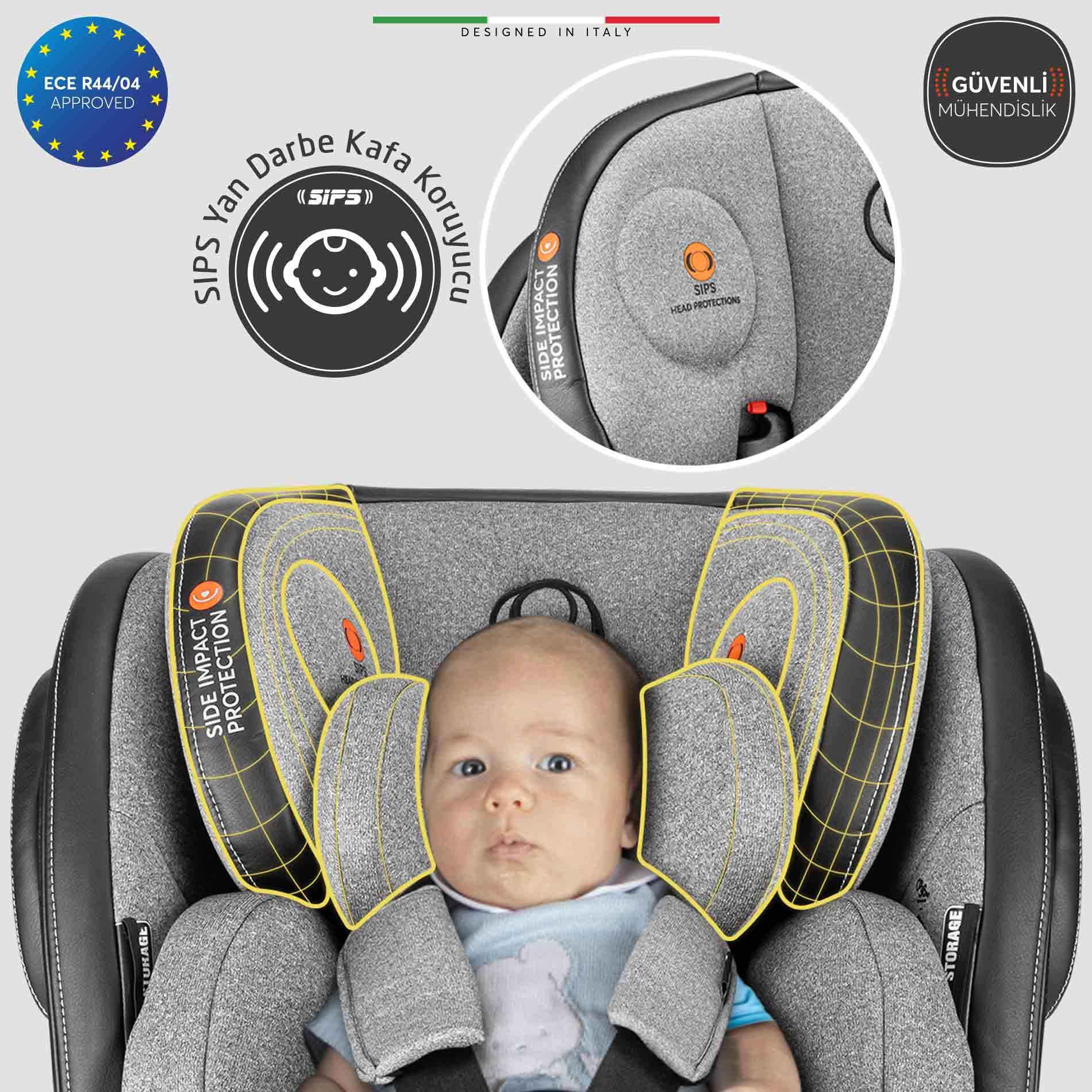 Elele EronaFix 360° Dönebilen İsofixli Oto Koltuğu 0-36 KG Gri