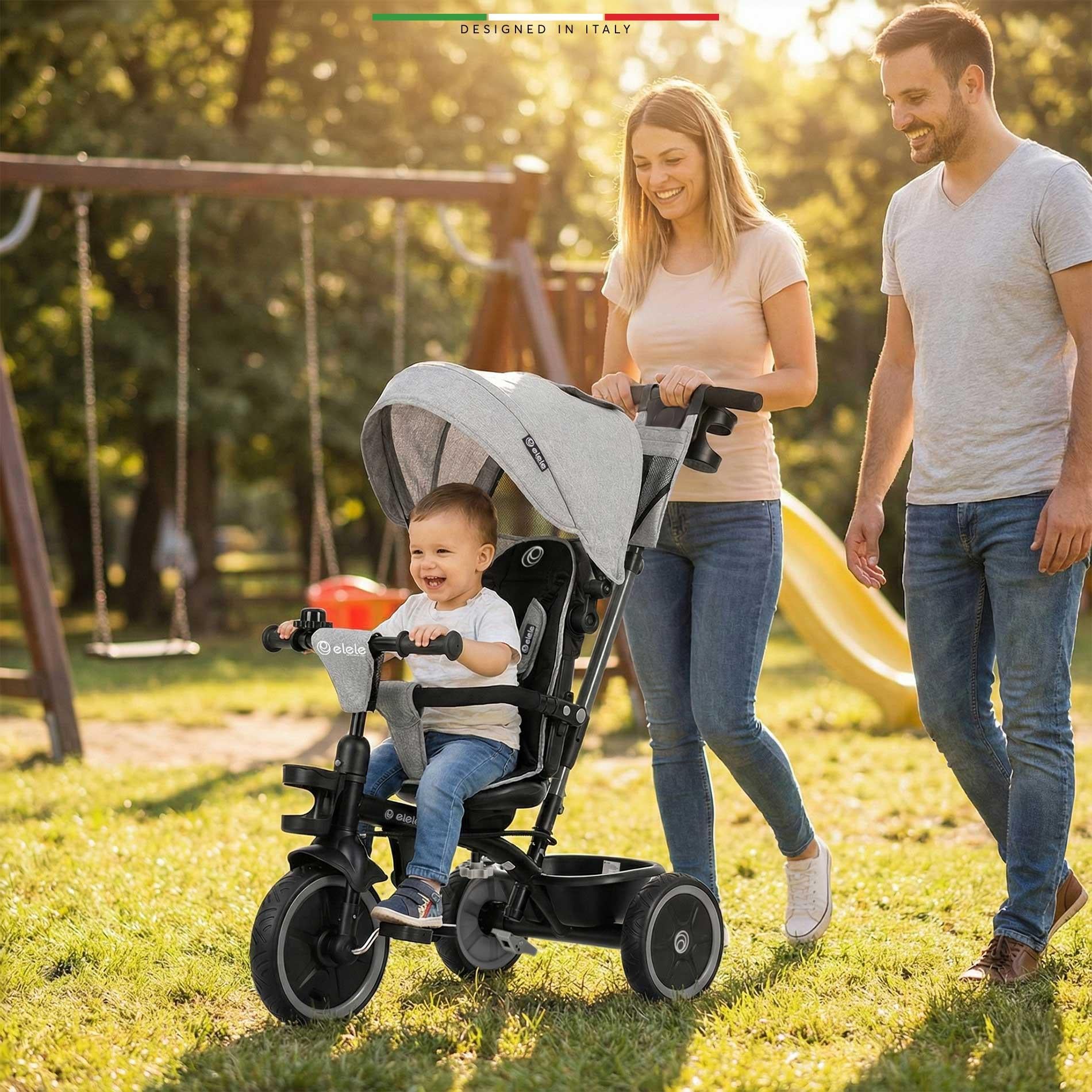 Elele Fertile 6in1 Ebeveyn Kontrollü 3 Tekerlekli Çocuk Bisikleti Çift Yönlü Gri