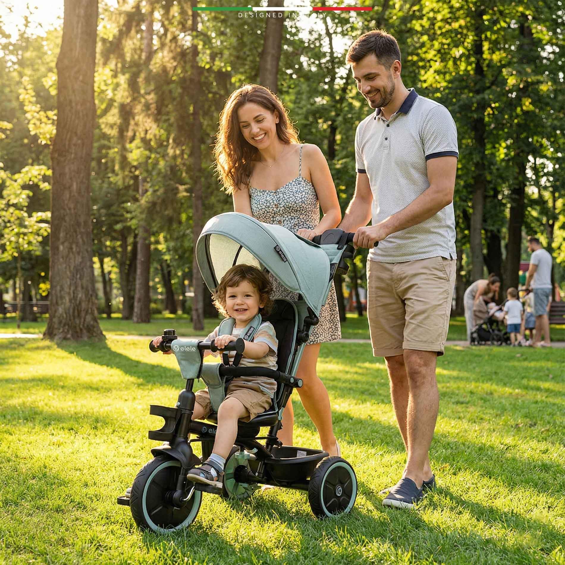 Elele Fertile 6in1 Ebeveyn Kontrollü 3 Tekerlekli Çocuk Bisikleti Çift Yönlü Yeşil