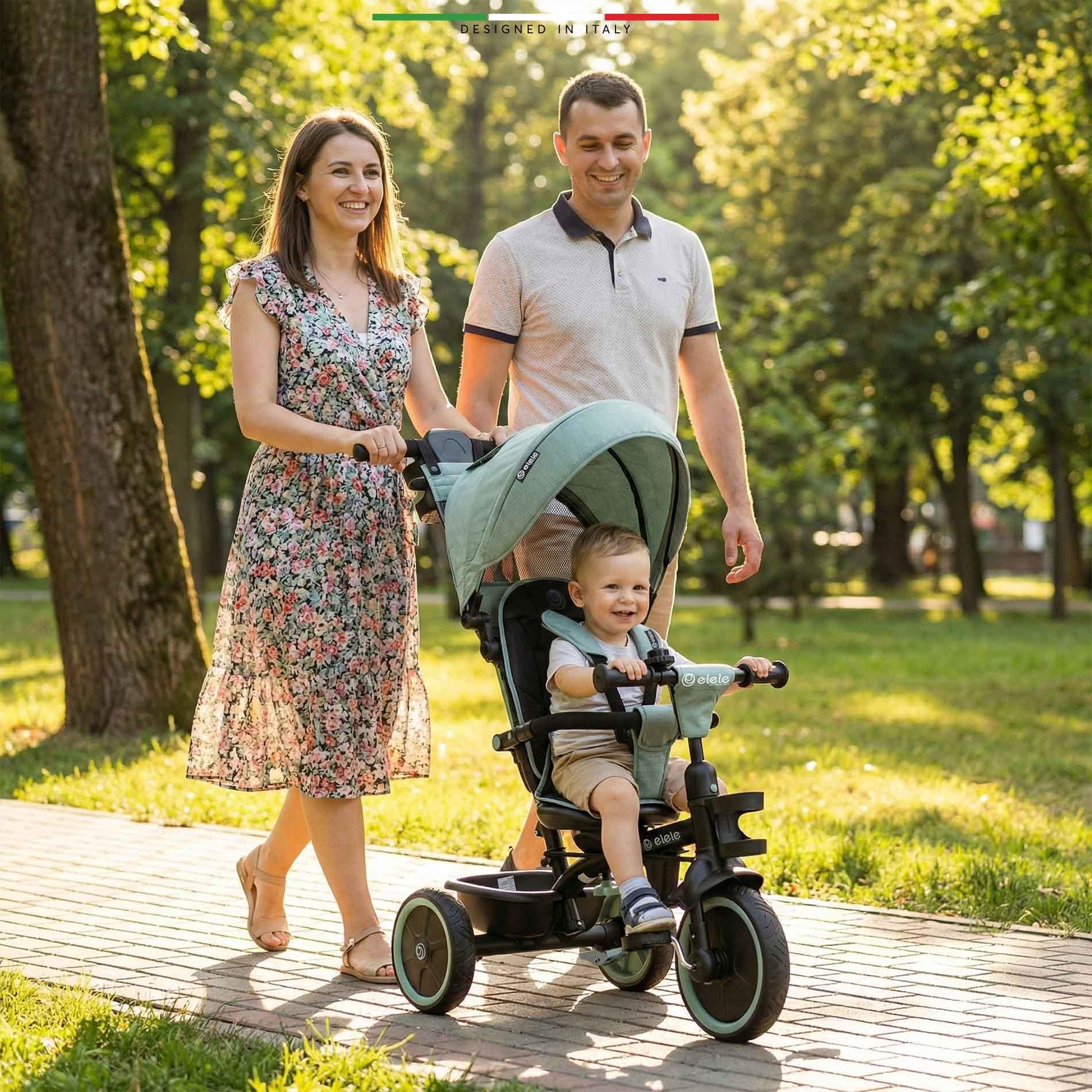Elele Fertile 6in1 Ebeveyn Kontrollü 3 Tekerlekli Çocuk Bisikleti Çift Yönlü Yeşil