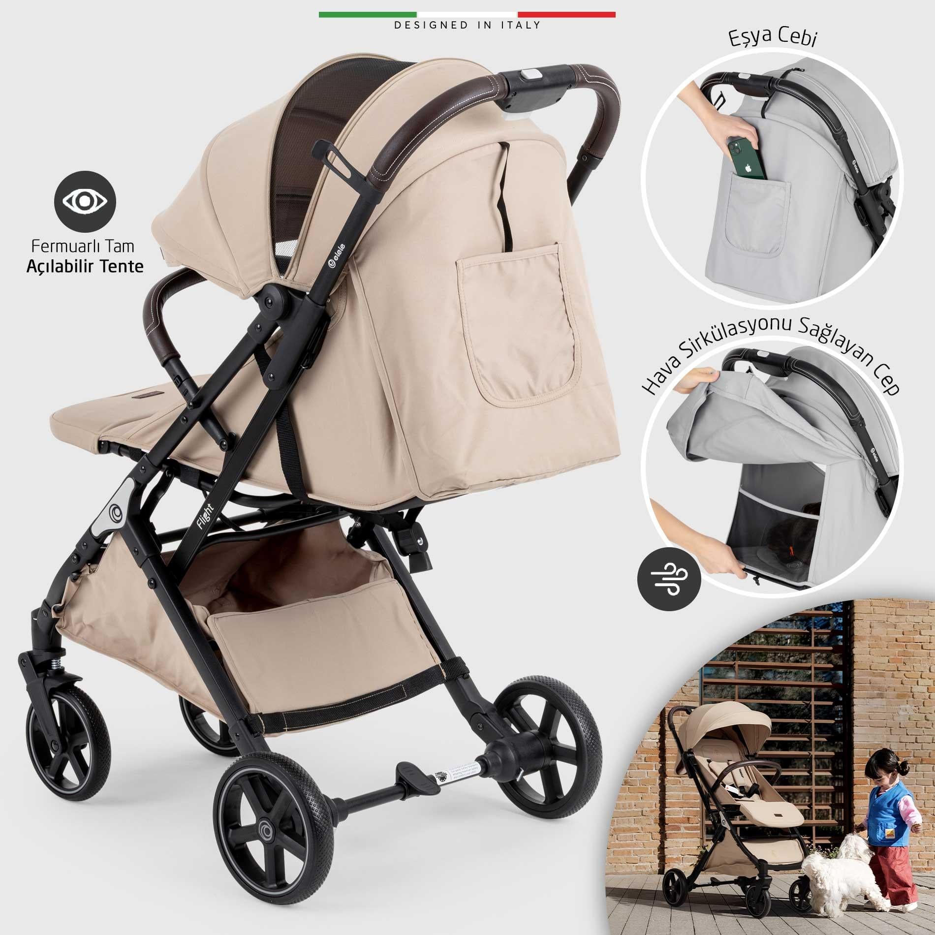 Elele Flight 2  Kabin Tipi Bebek Arabası Bej