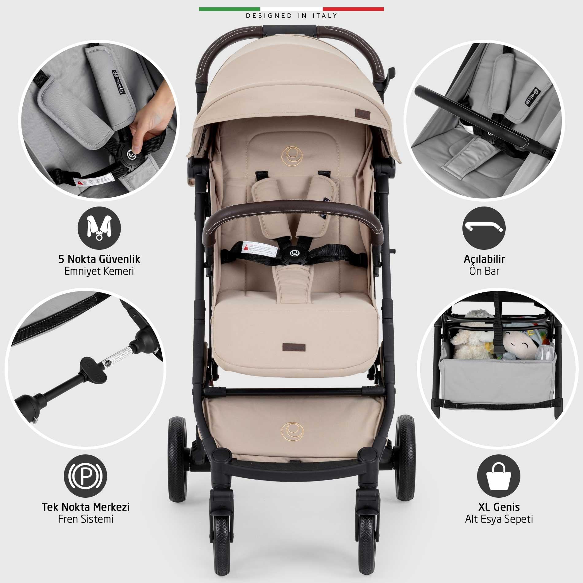 Elele Flight 2  Kabin Tipi Bebek Arabası Bej