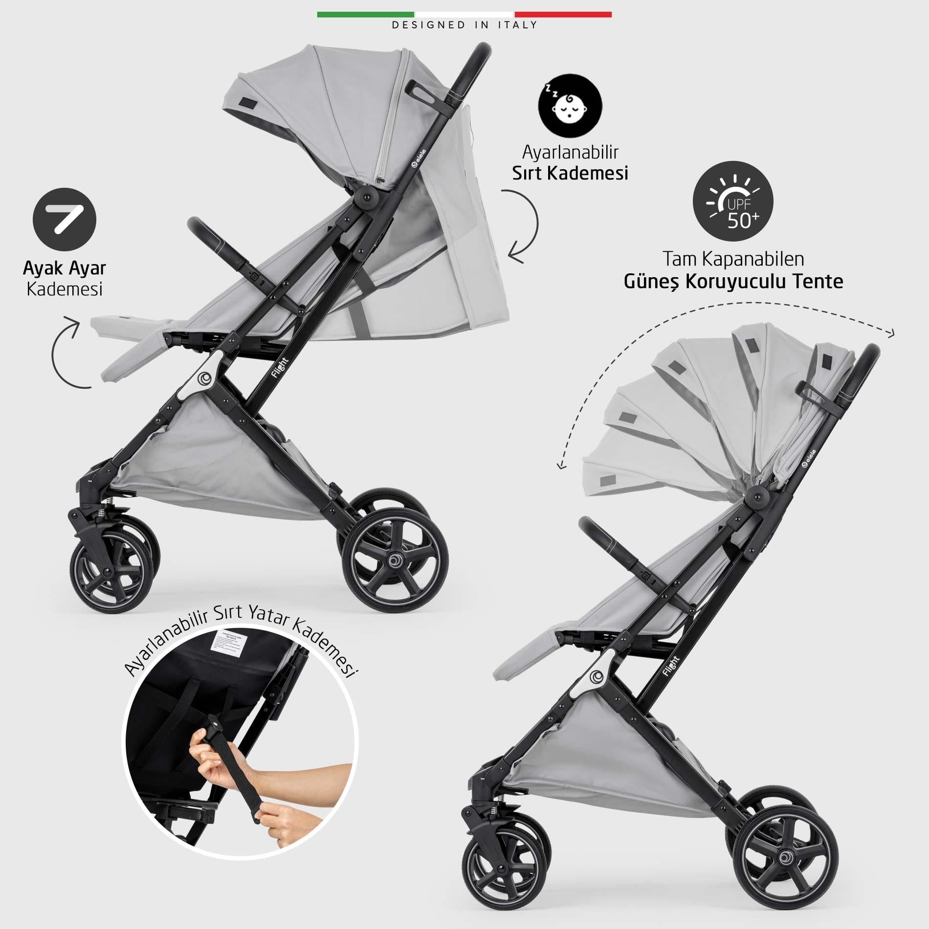 Elele Flight 2 Kabin Tipi Travel Sistem Bebek Arabası Bej