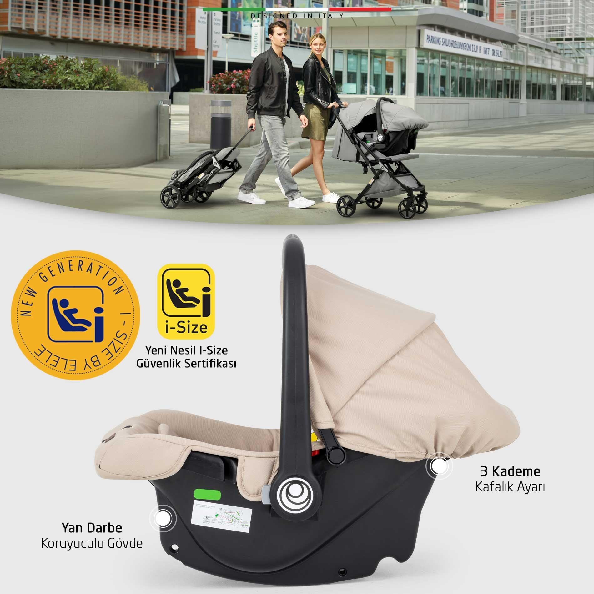 Elele Flight 2 Kabin Tipi Travel Sistem Bebek Arabası Bej