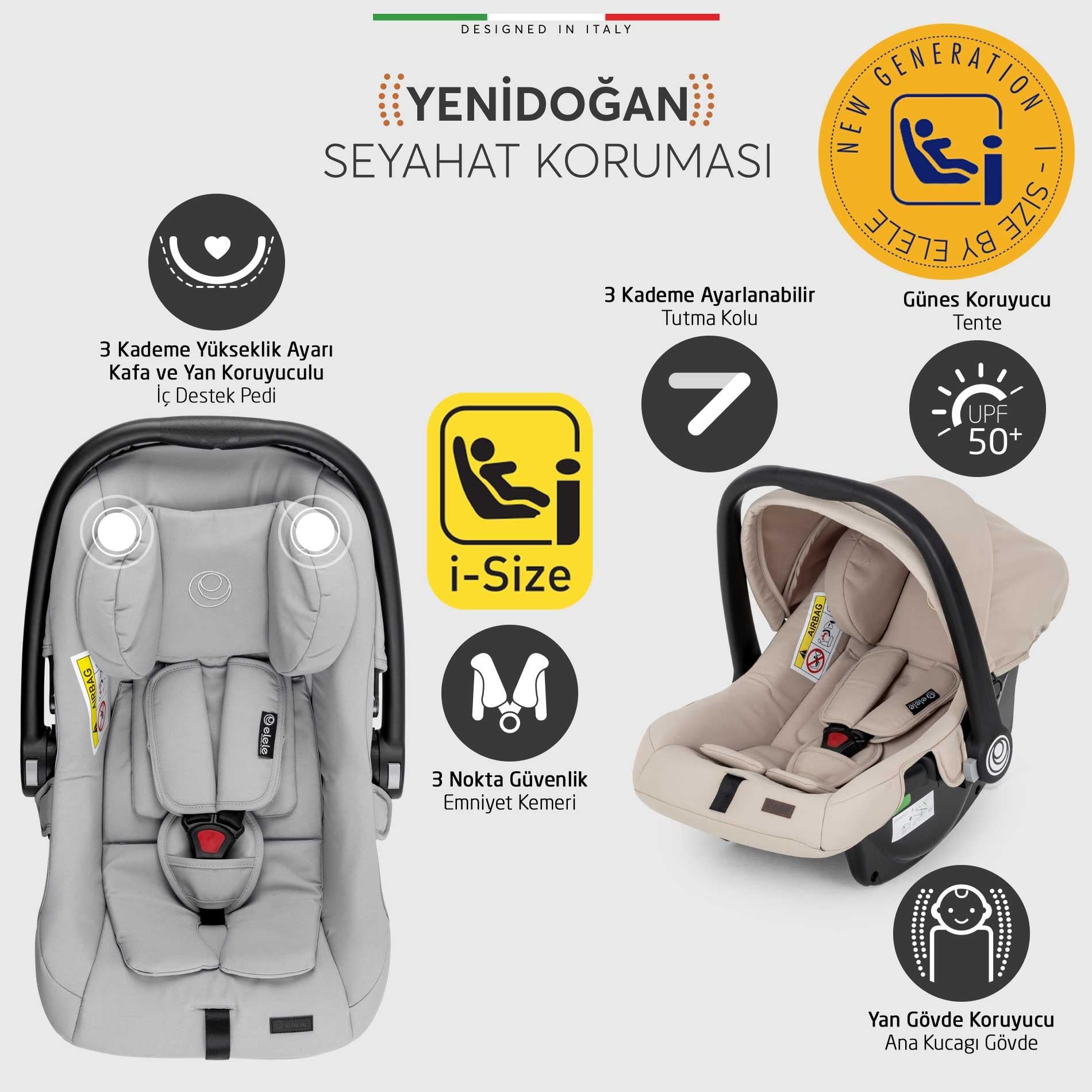 Elele Flight 2 Kabin Tipi Travel Sistem Bebek Arabası Bej