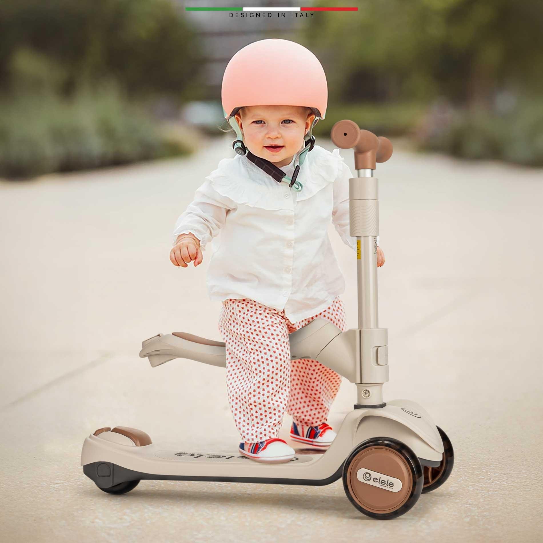 Elele Forte 3in1 Ebeveyn Kontrollü 3 Tekerlekli Çocuk Scooter Işıklı Oturaklı Yeşil