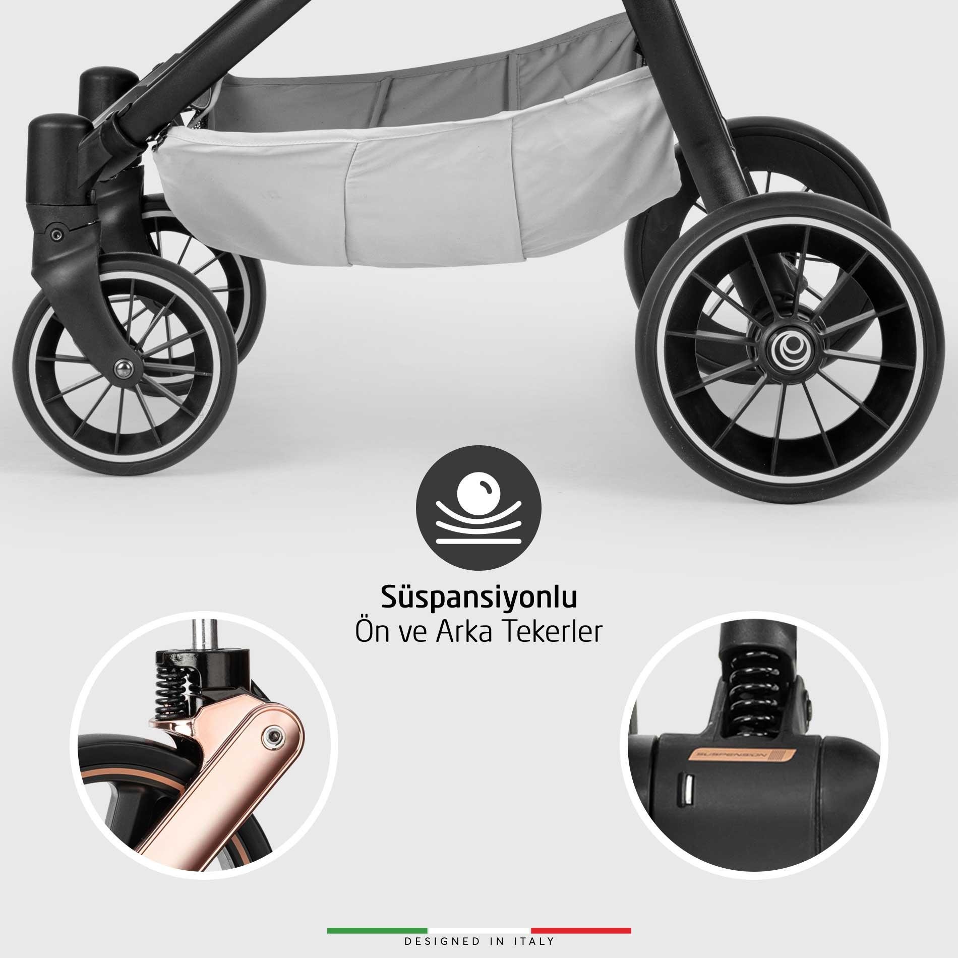 Elele Gemelli Yan Yana İkiz Bebek Arabası Siyah