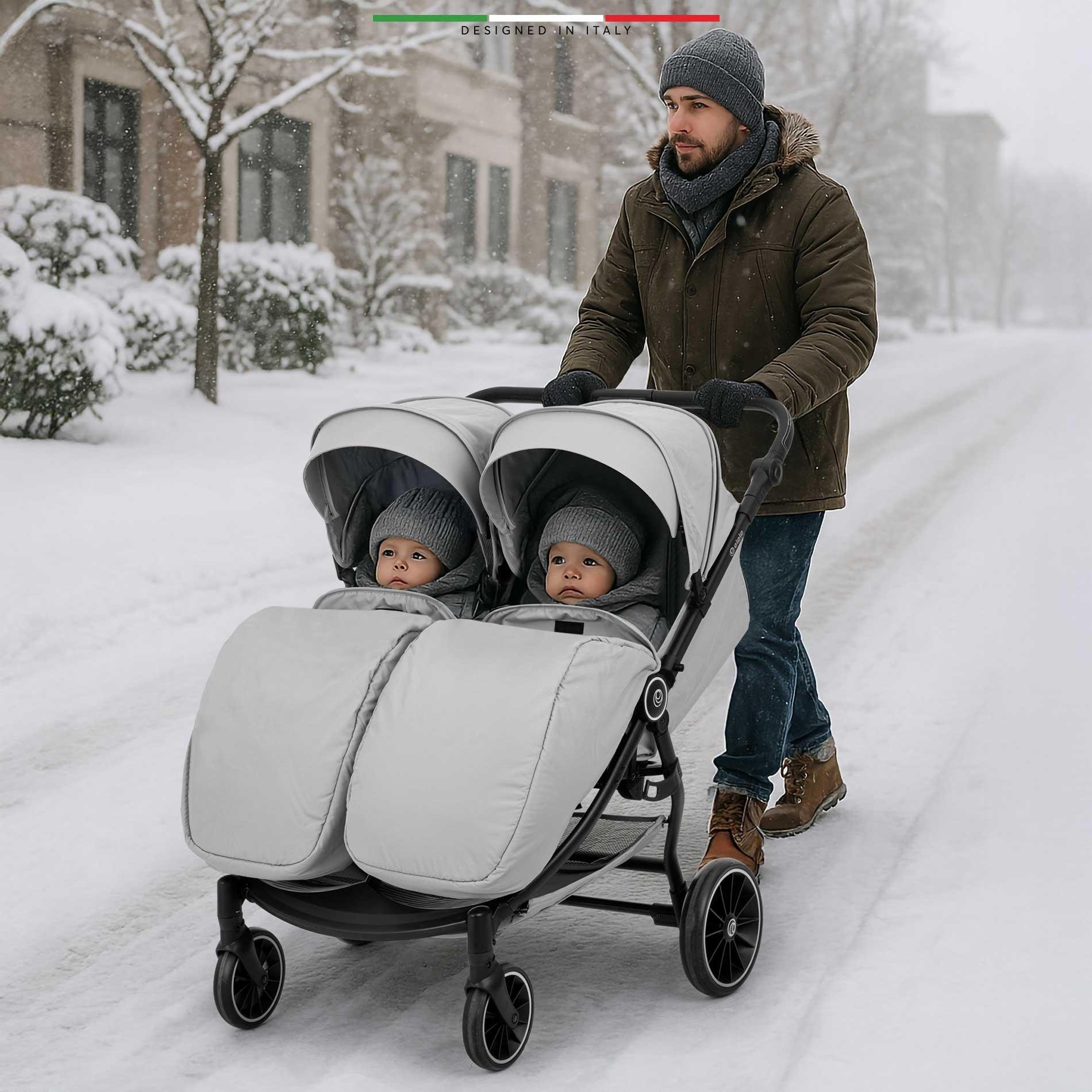 Elele Gemelli Yan Yana İkiz Bebek Arabası Yeşil