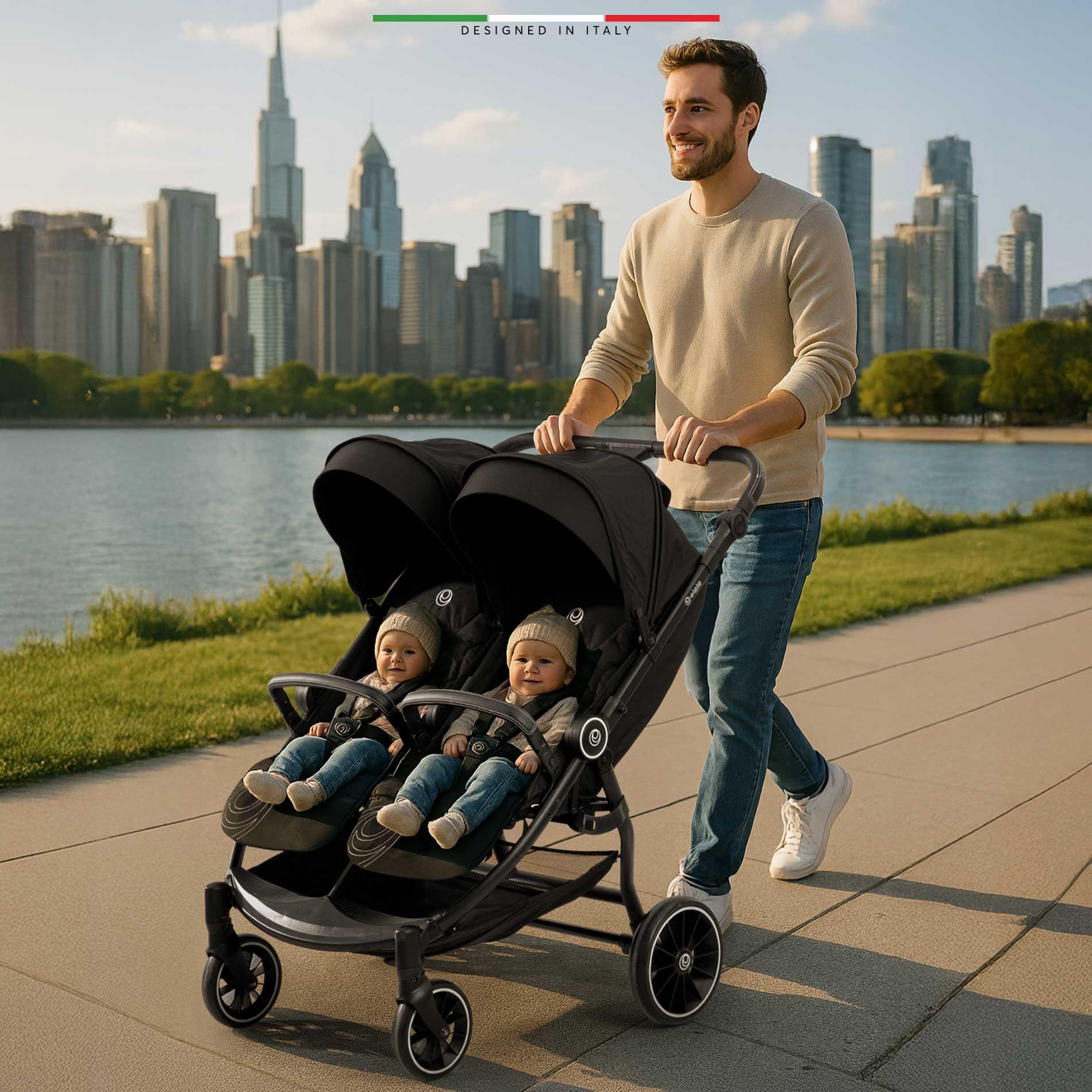 Elele Gemelli Yan Yana İkiz Bebek Arabası Yeşil