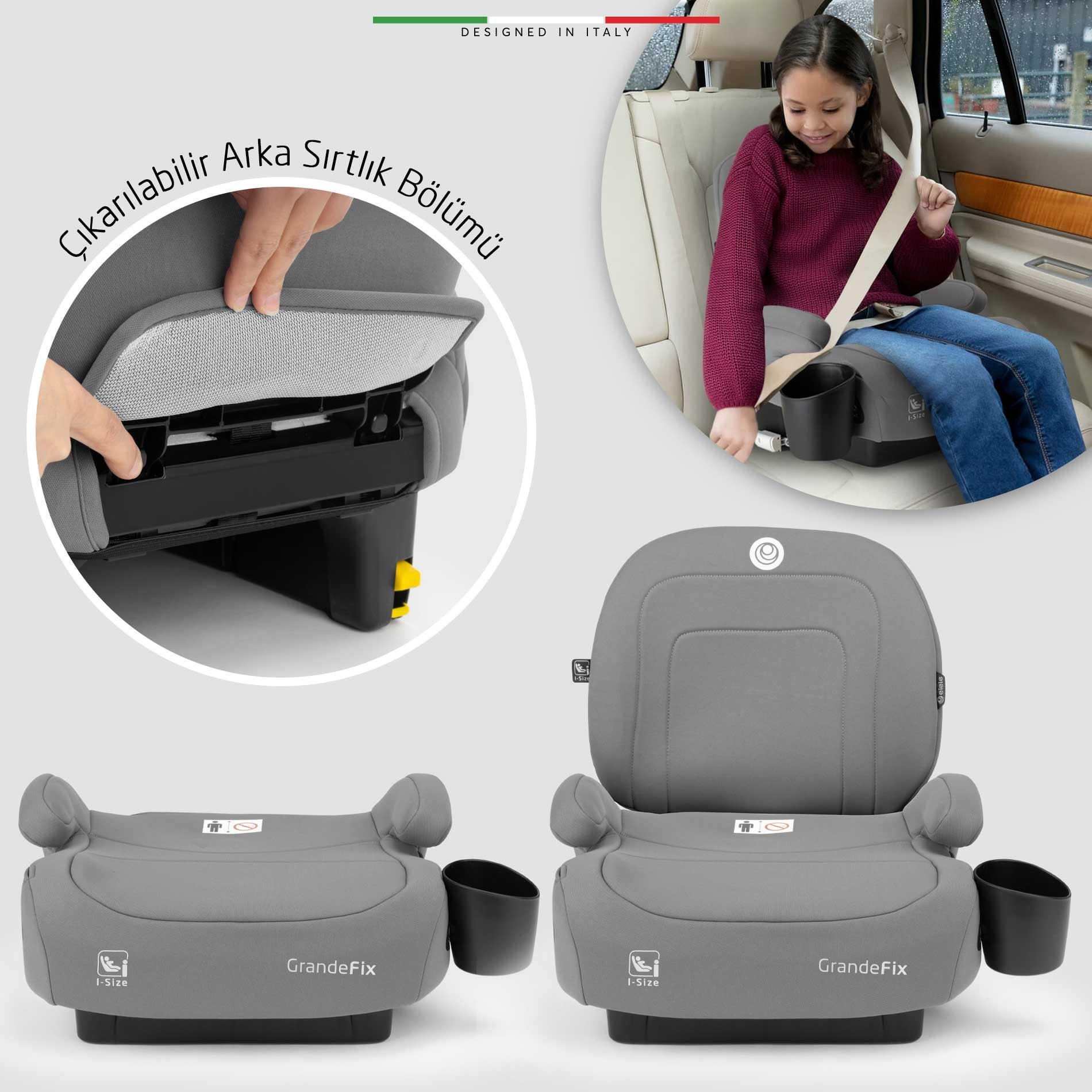 Elele GrandeFix I-Size Yükseltici Oto Koltuğu İsoFix 125-150 CM 15-36 KG Gri