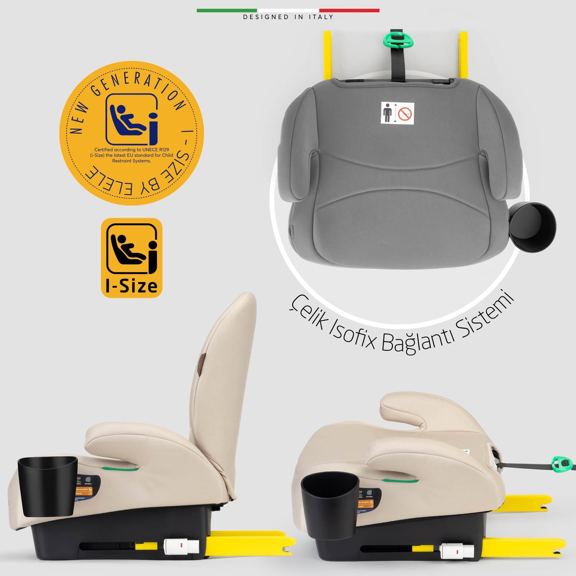 Elele GrandeFix I-Size Yükseltici Oto Koltuğu İsoFix 125-150 CM 15-36 KG Bej