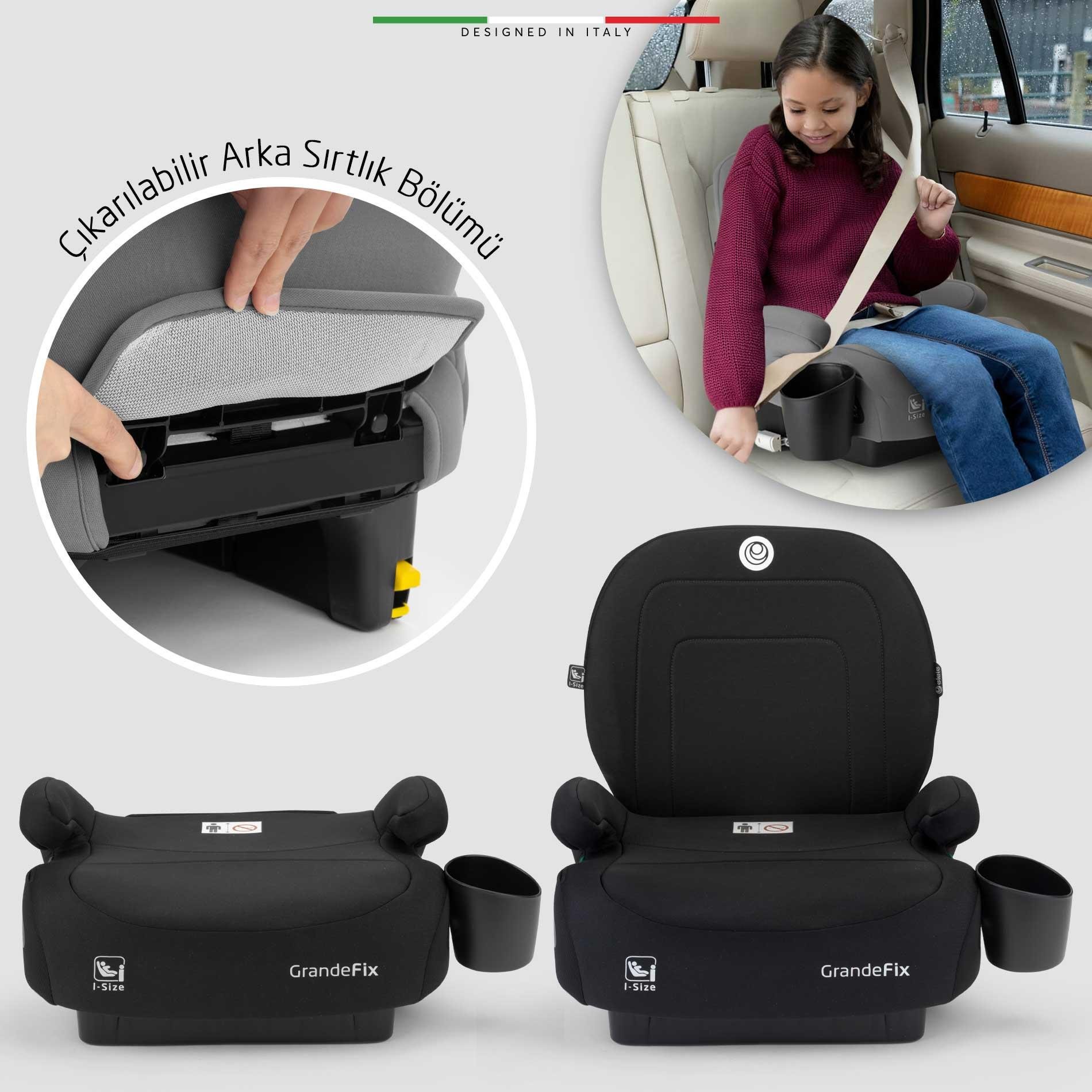 Elele GrandeFix I-Size Yükseltici Oto Koltuğu İsoFix 125-150 CM 15-36 KG Siyah