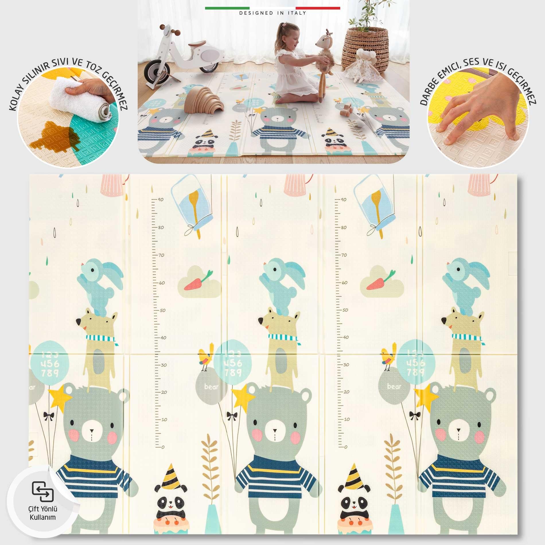 Elele Happy Bear Katlanabilir Oyun Matı Oyun Halısı 180x200x1 Cm XFD216 Happy Bear