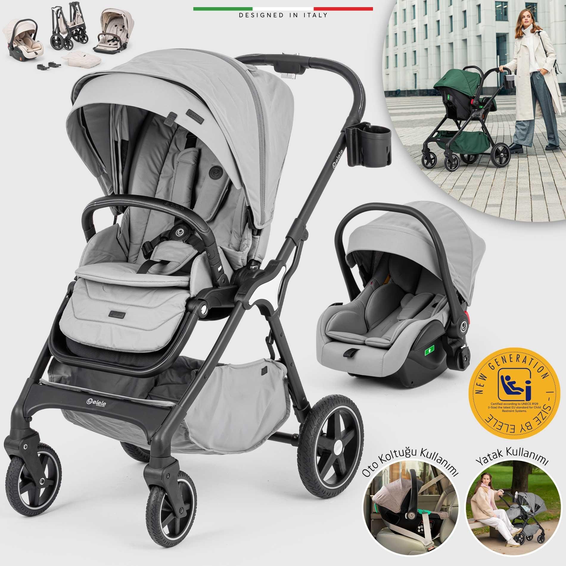 Elele Hera Travel Sistem Bebek Arabası Silver Gri