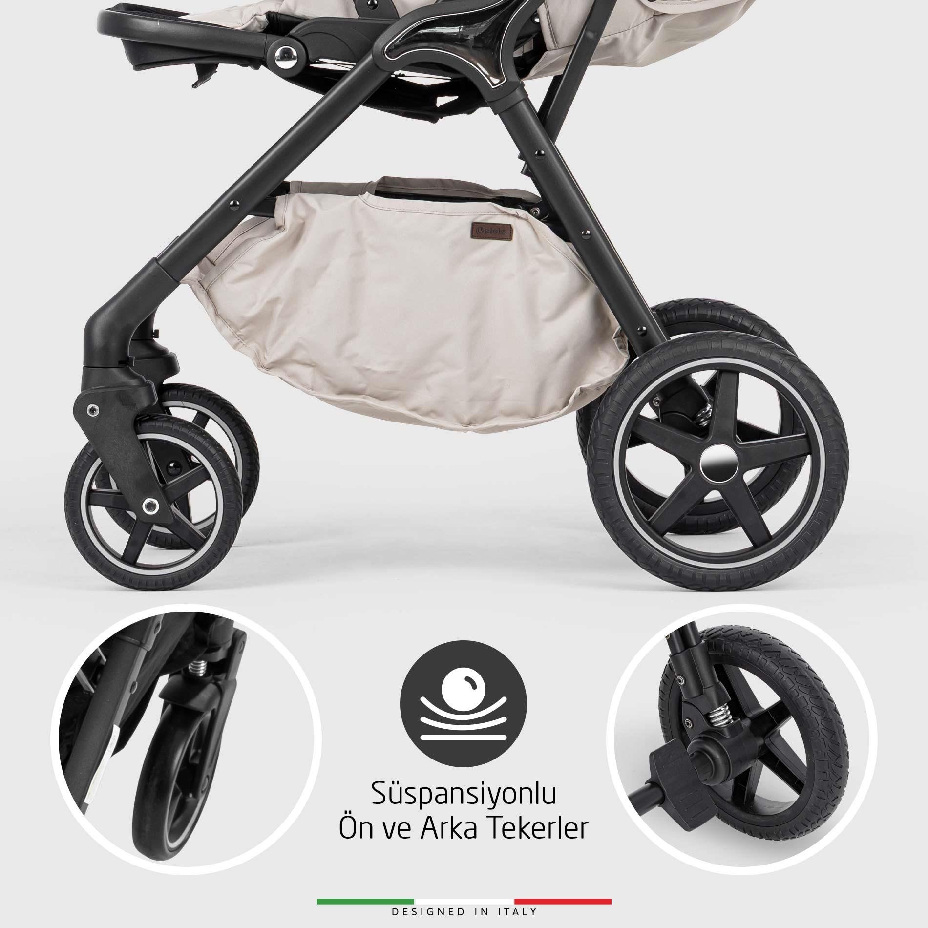 Elele Hera Travel Sistem Bebek Arabası Silver Siyah