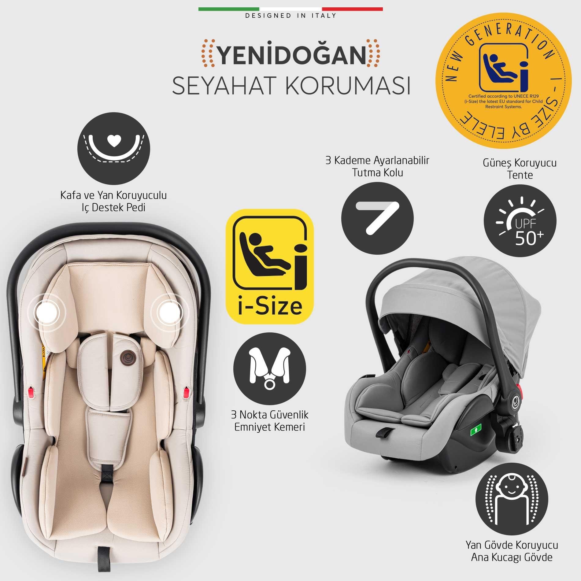 Elele Hera Travel Sistem Bebek Arabası Silver Gri