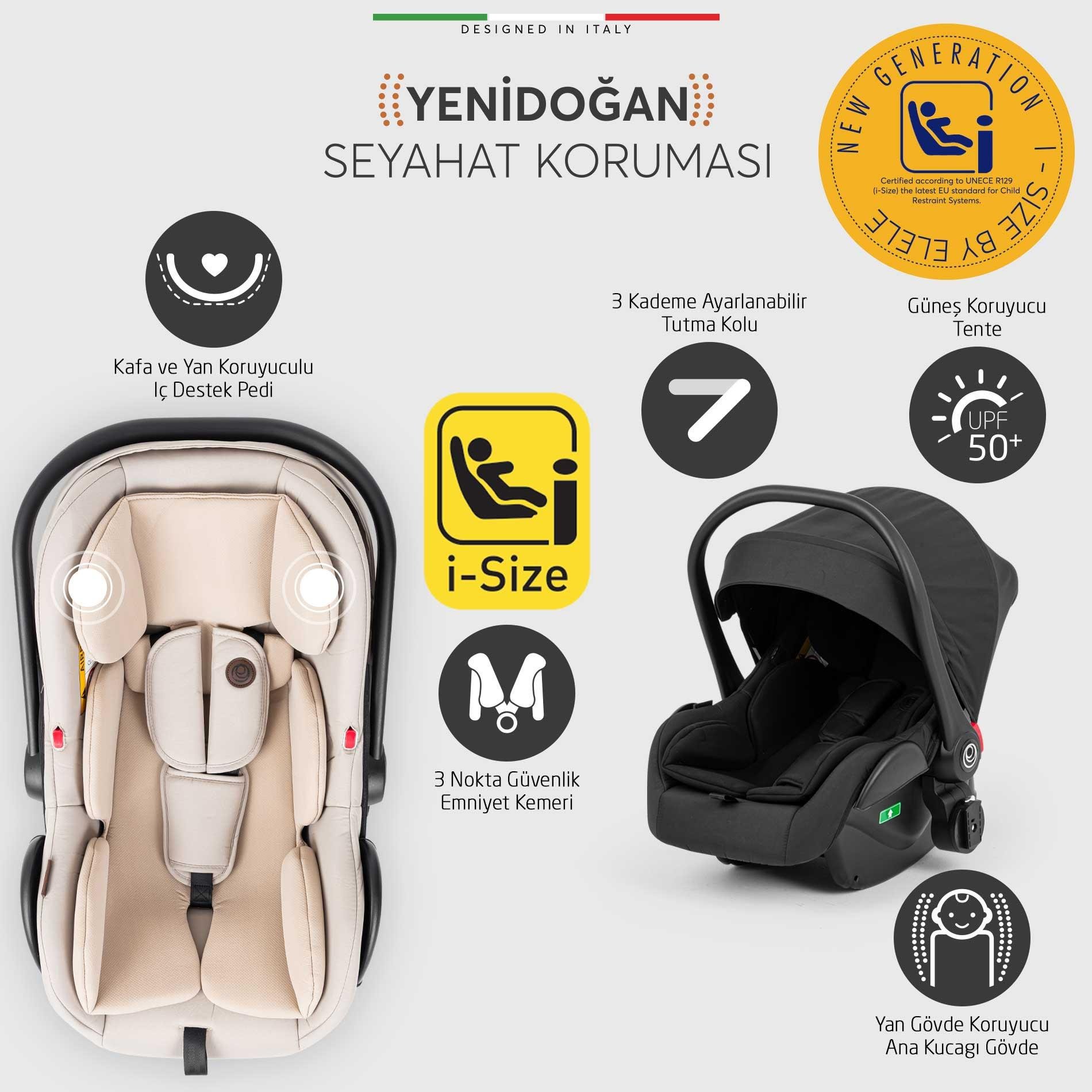 Elele Hera Travel Sistem Bebek Arabası Silver Siyah