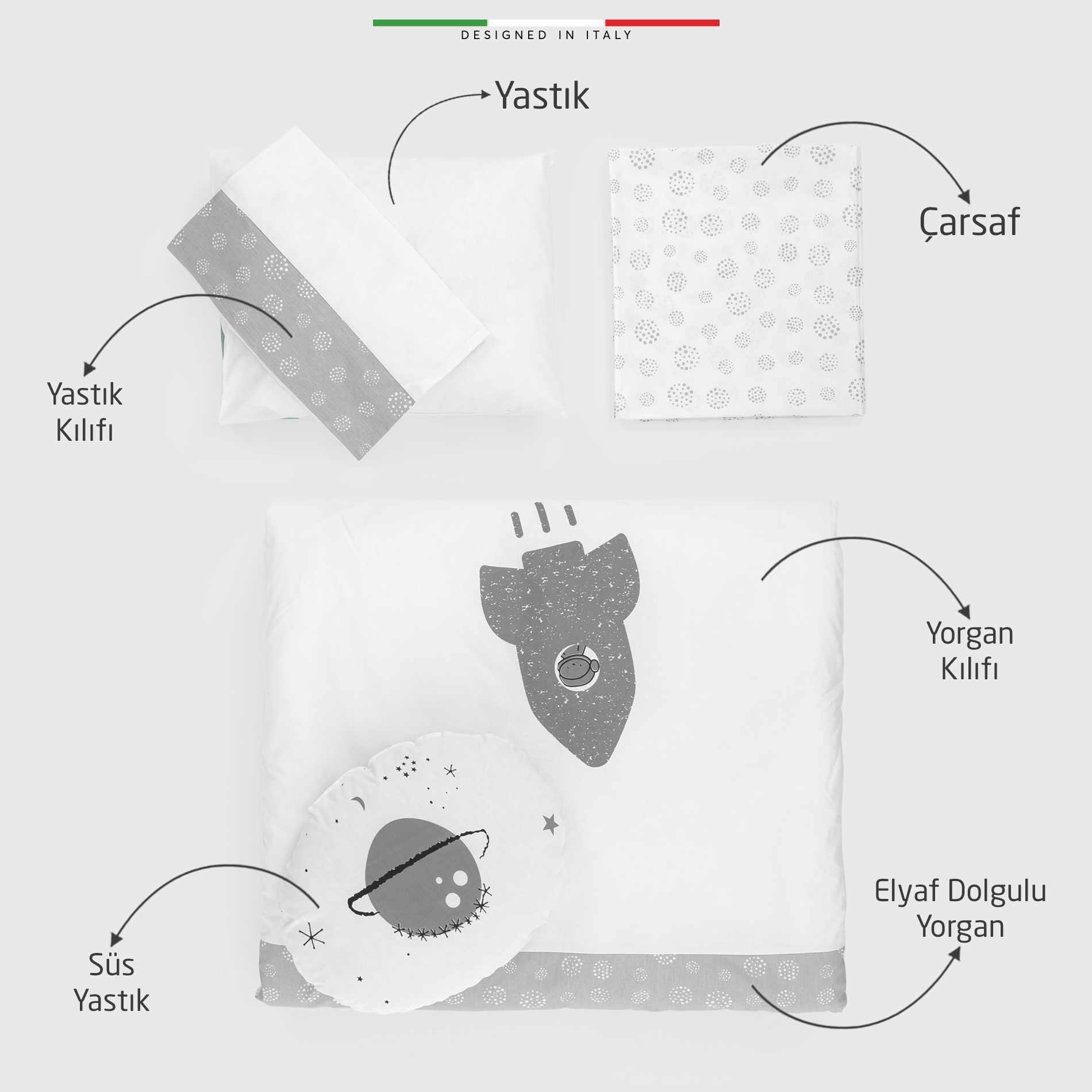 Elele Life Space 6 Parça Oyun Parkı Park Yatak Bebek Uyku Seti Gri