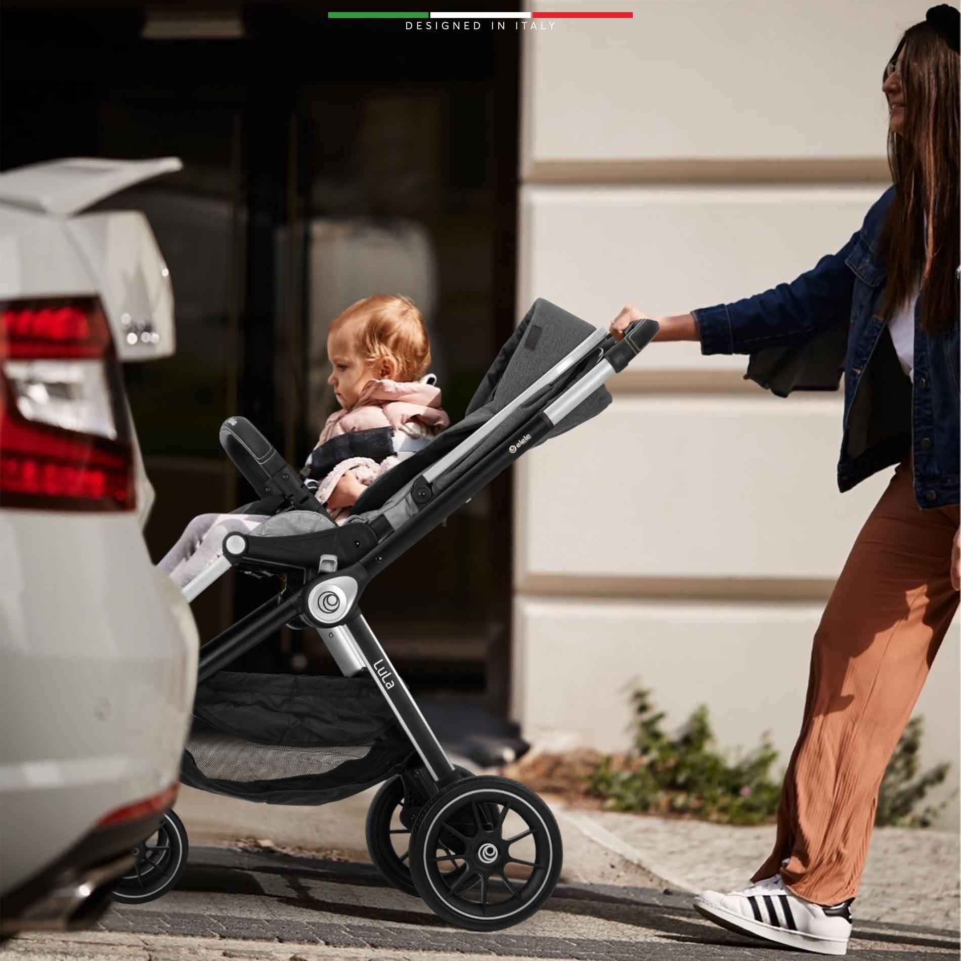 Elele Lula Çift Yönlü Bebek Arabası Gri-Siyah