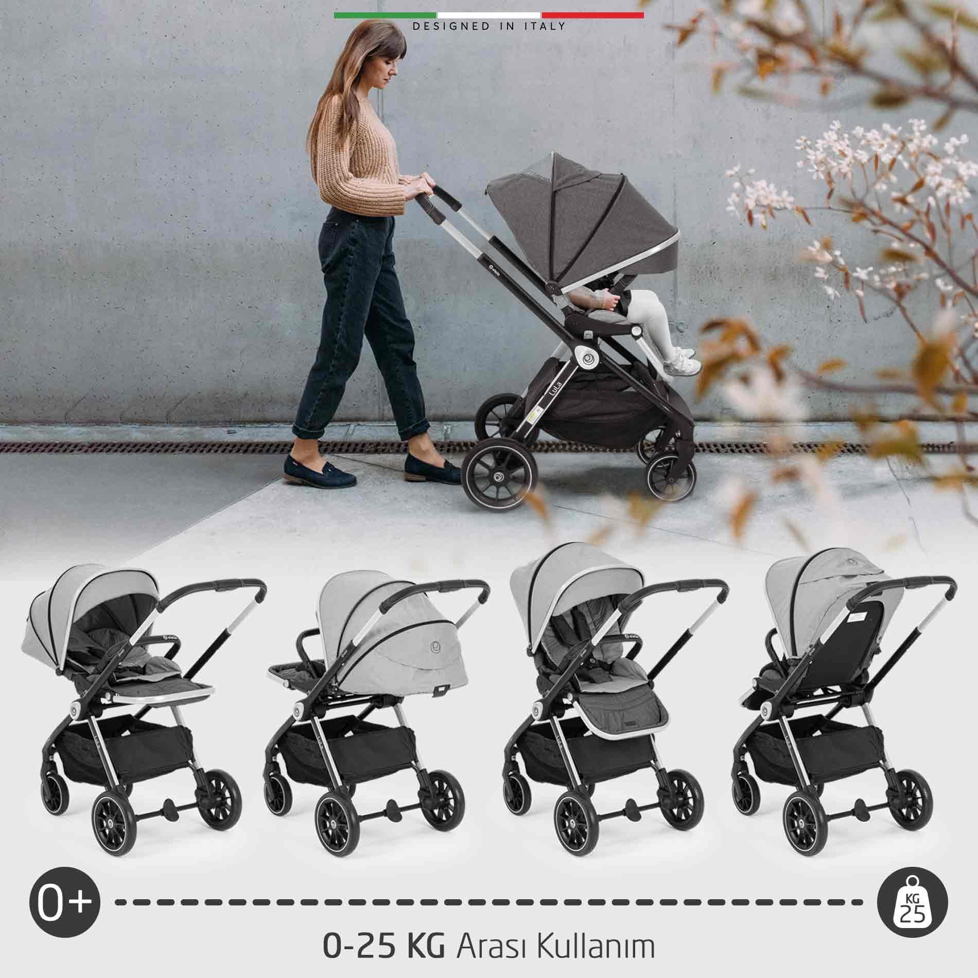 Elele Lula Çift Yönlü Bebek Arabası Siyah-Gri