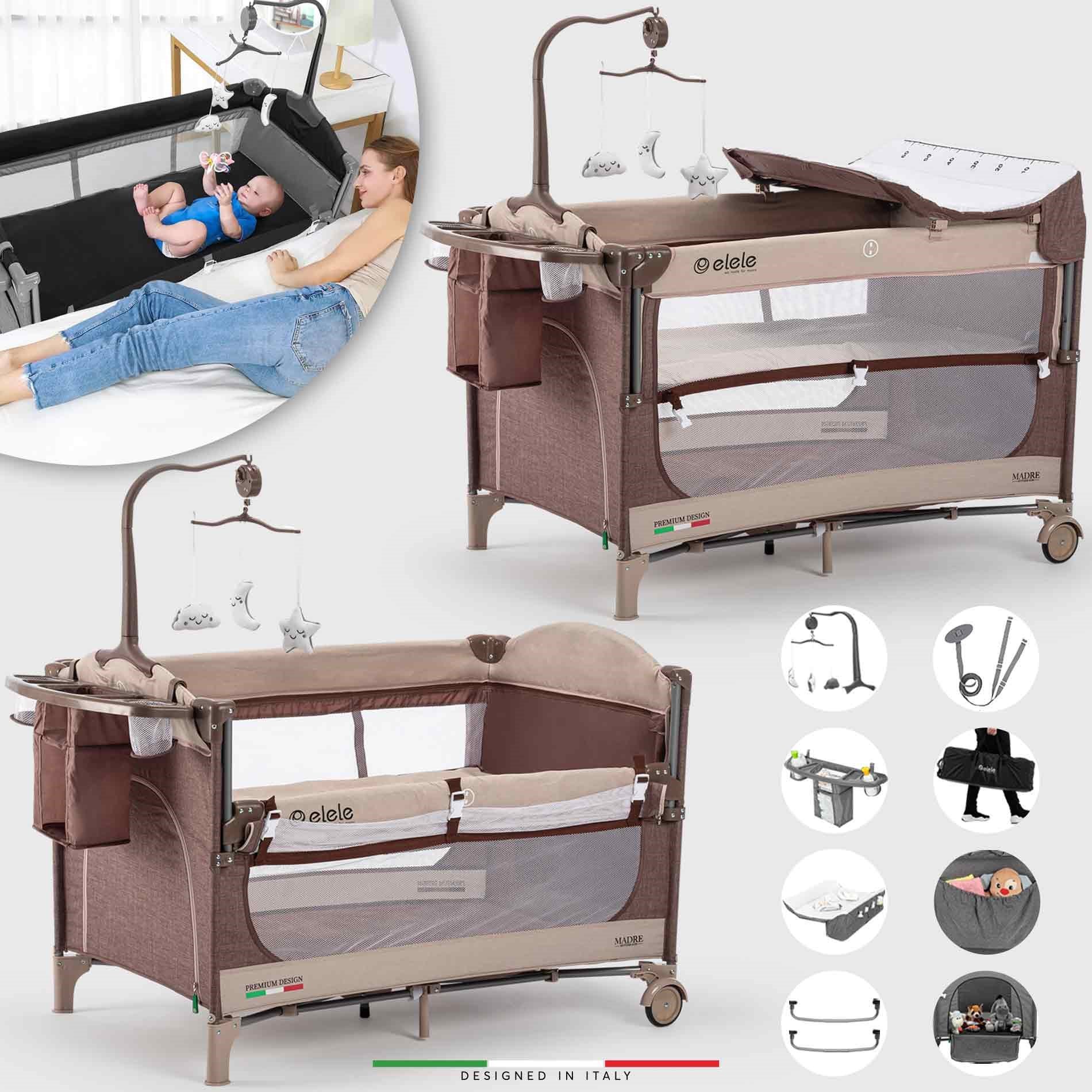 Elele Madre Anne Yanı Park Yatak Oyun Parkı 70x110 cm Kahverengi