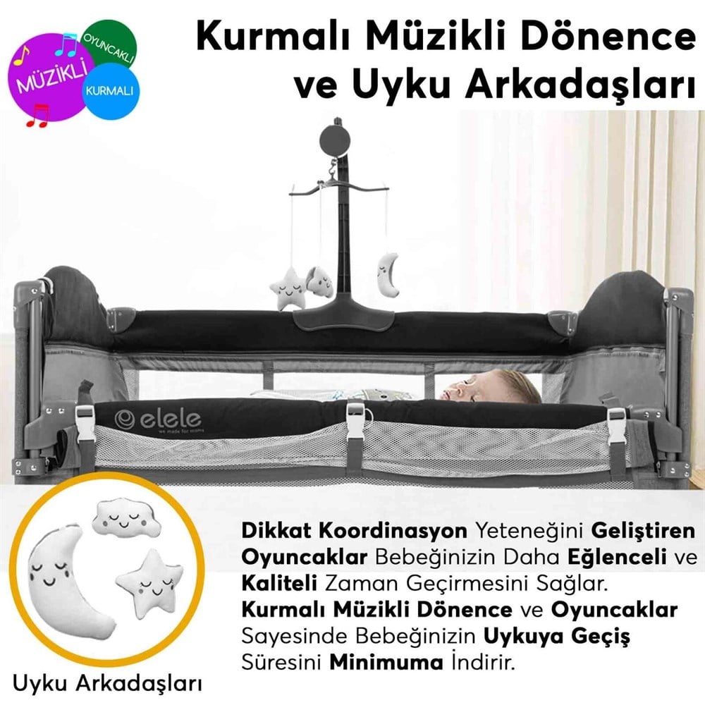 Elele Madre Anne Yanı Park Yatak Oyun Parkı 70x110 cm Kahverengi