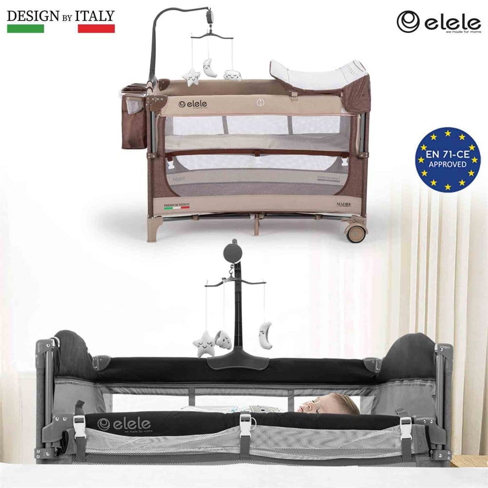 Elele Madre Anne Yanı Park Yatak Oyun Parkı 70x110 cm Kahverengi