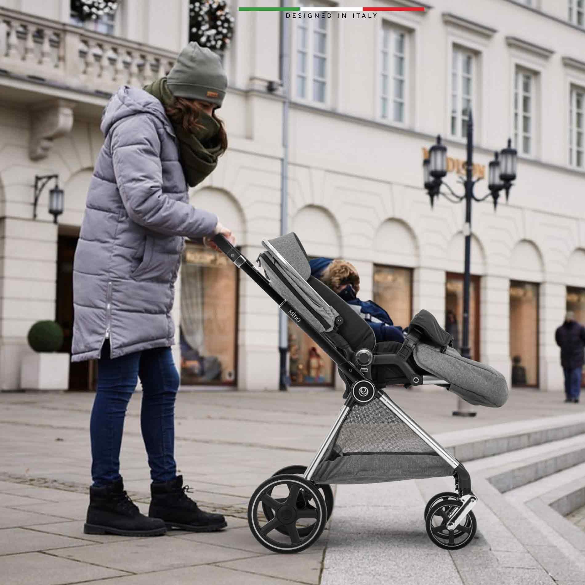 Elele Mido 2 Çift Yönlü Bebek Arabası Silver Siyah-Gri