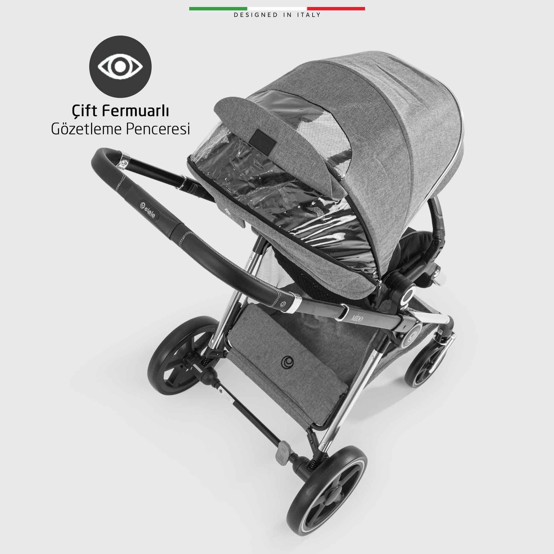 Elele Mido 2 Travel Sistem Bebek Arabası Rose Siyah-Gri