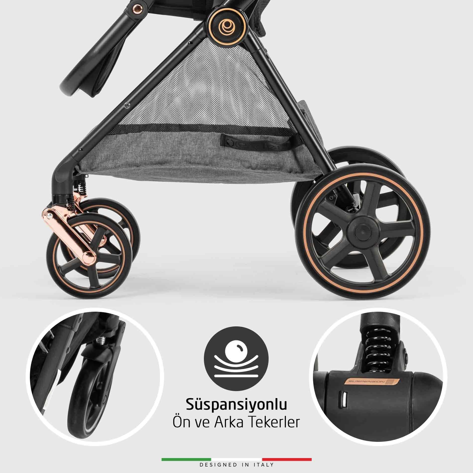Elele Mido 2 Travel Sistem Bebek Arabası Rose Siyah-Gri