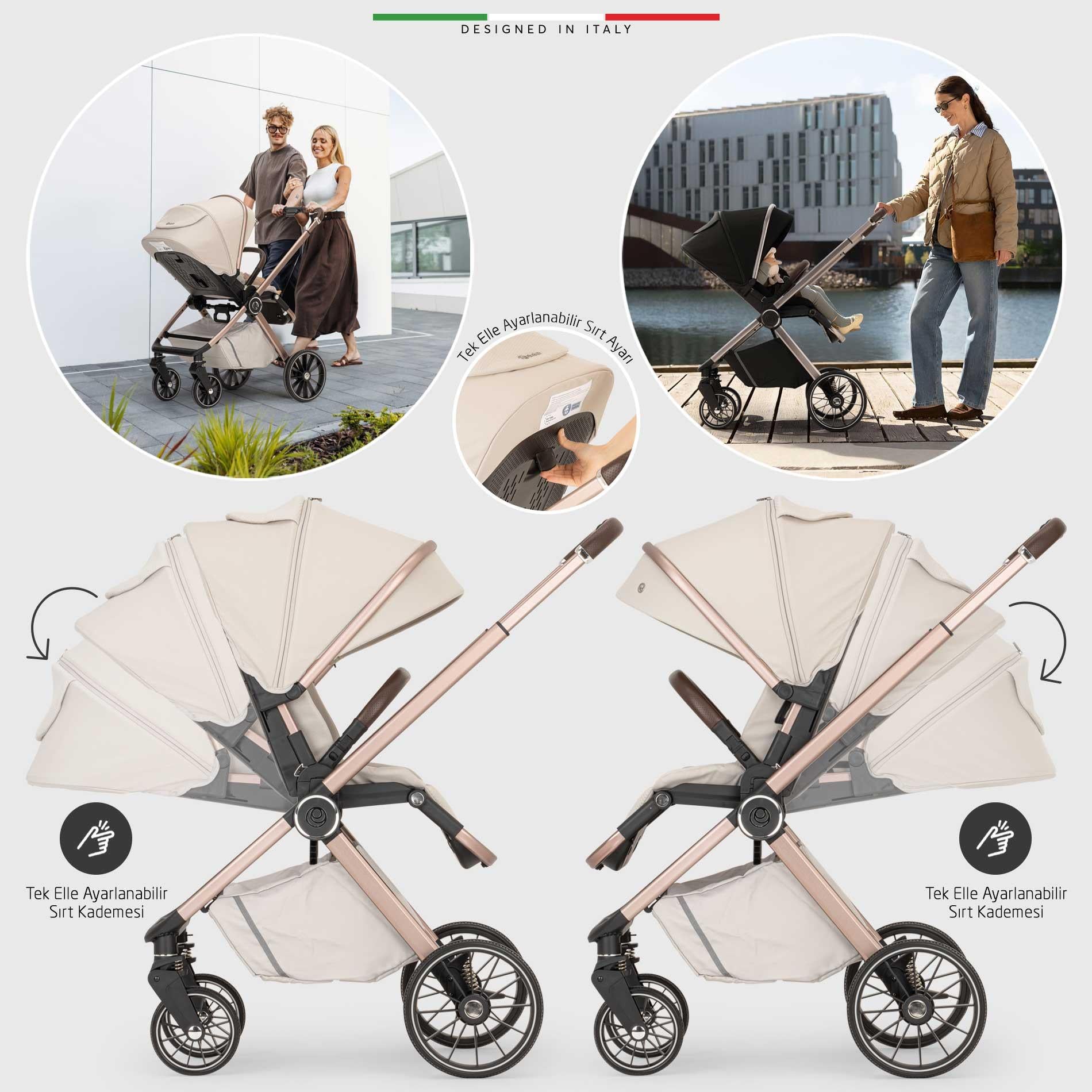 Elele Milazzo Premium Çift Yönlü Bebek Arabası Bej