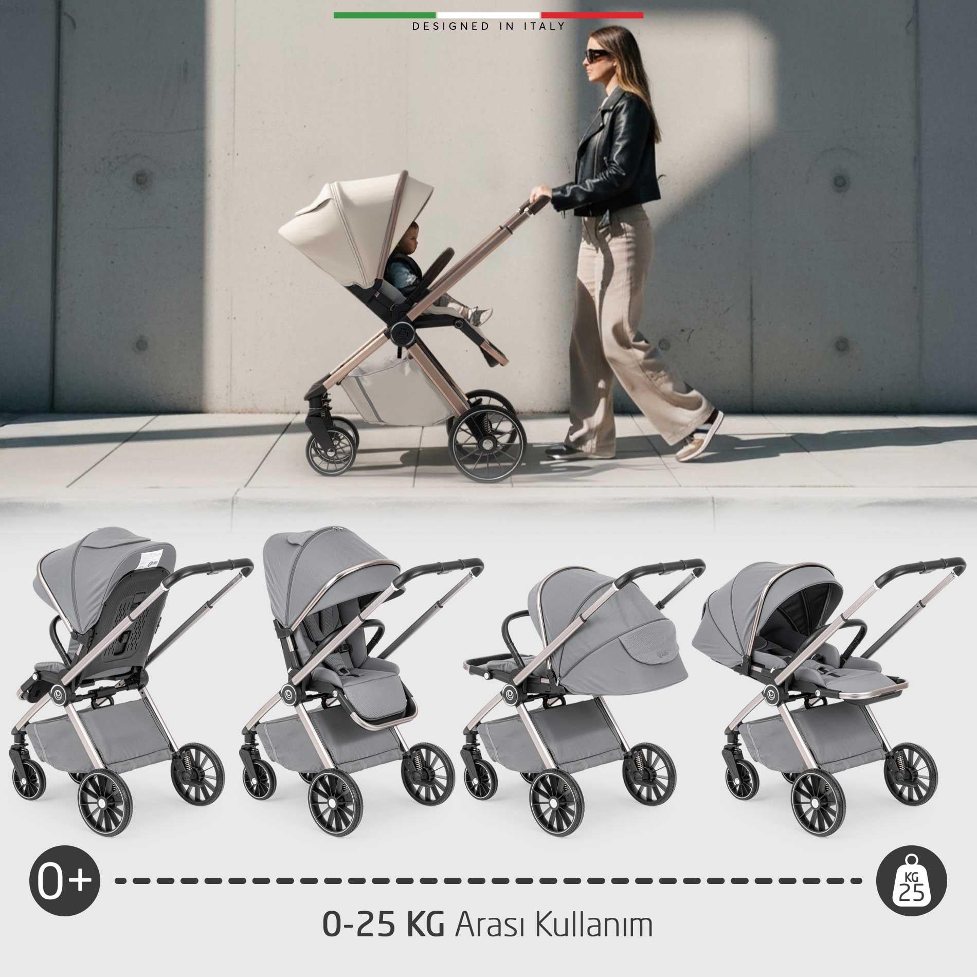 Elele Milazzo Premium Çift Yönlü Bebek Arabası Gri