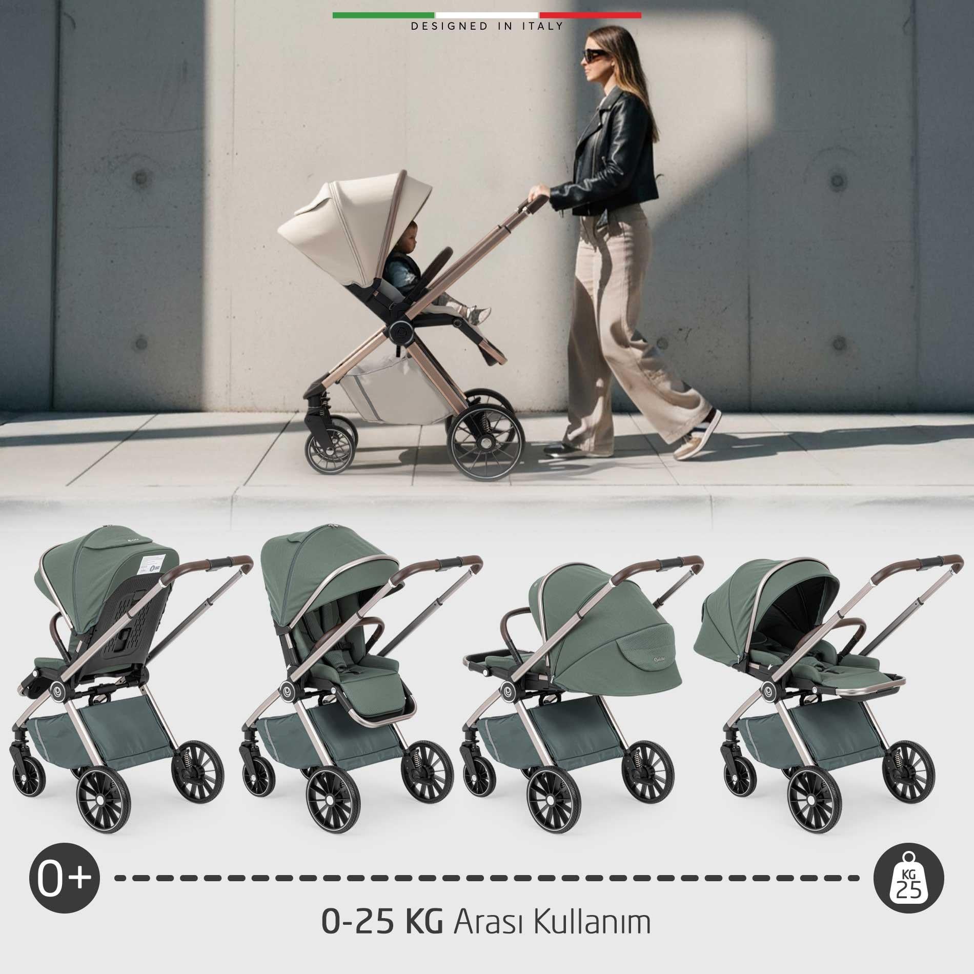 Elele Milazzo Premium Çift Yönlü Bebek Arabası Yeşil