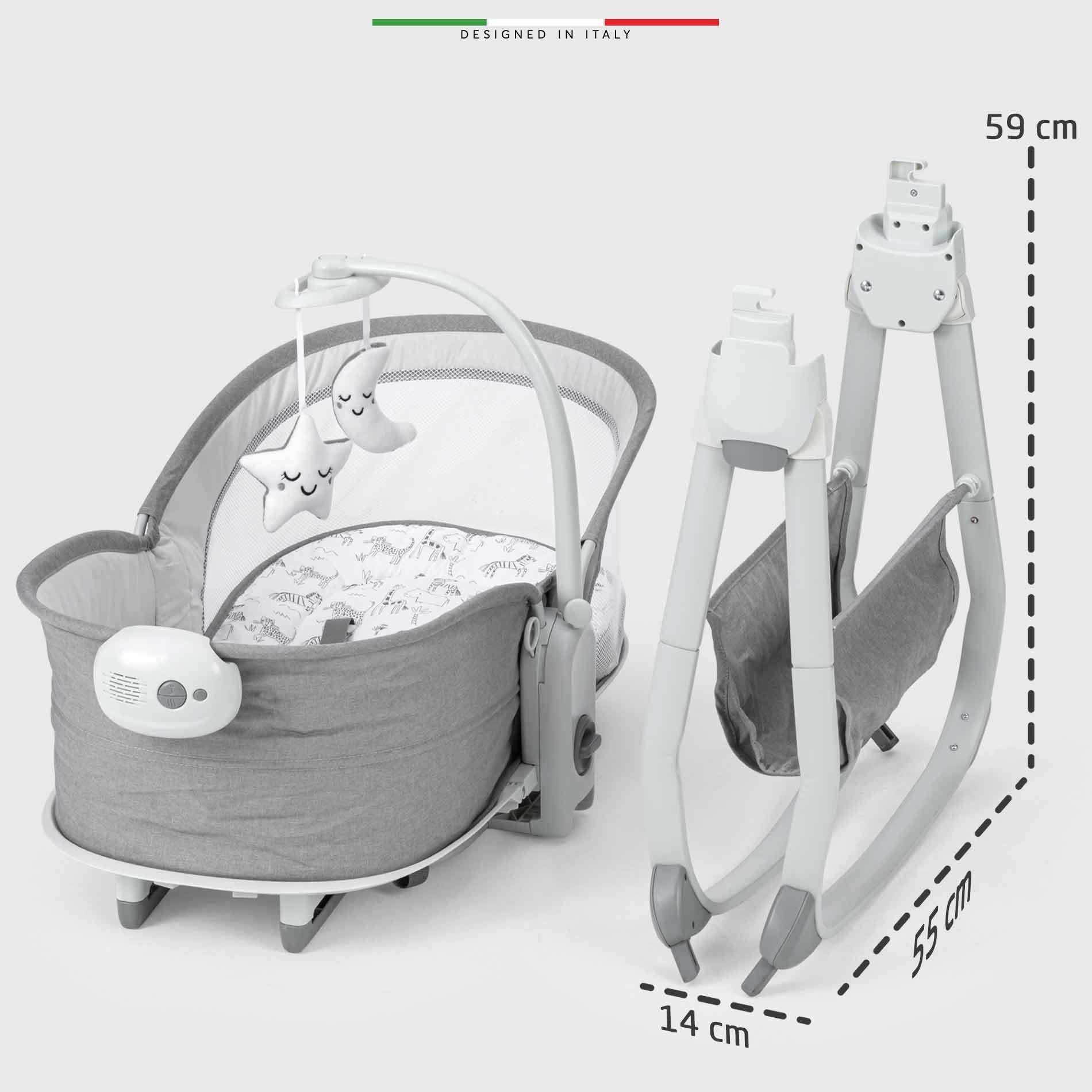 Elele Mira 6in1 Anne Yanı Beşik ve Ana Kucağı Sallanan Müzikli Titreşimli Kademeli Koyu Gri