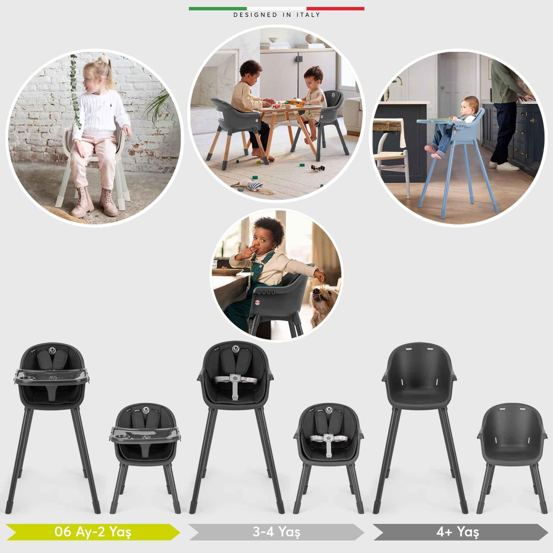 Elele Misto 4in1 Bebek Mama Sandalyesi ve Mama Oturağı İç Pedli Antrasit