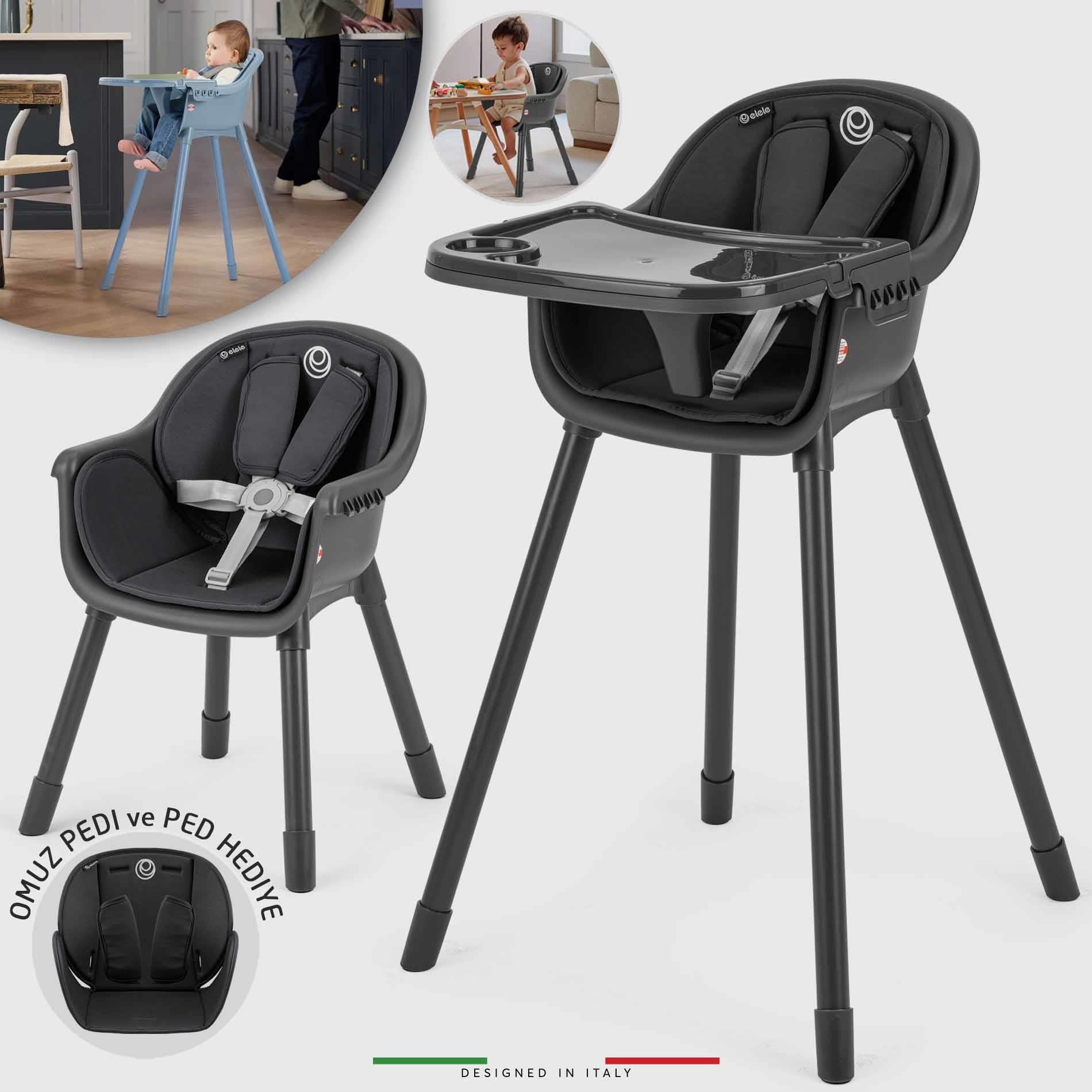 Elele Misto 4in1 Bebek Mama Sandalyesi ve Mama Oturağı İç Pedli Antrasit